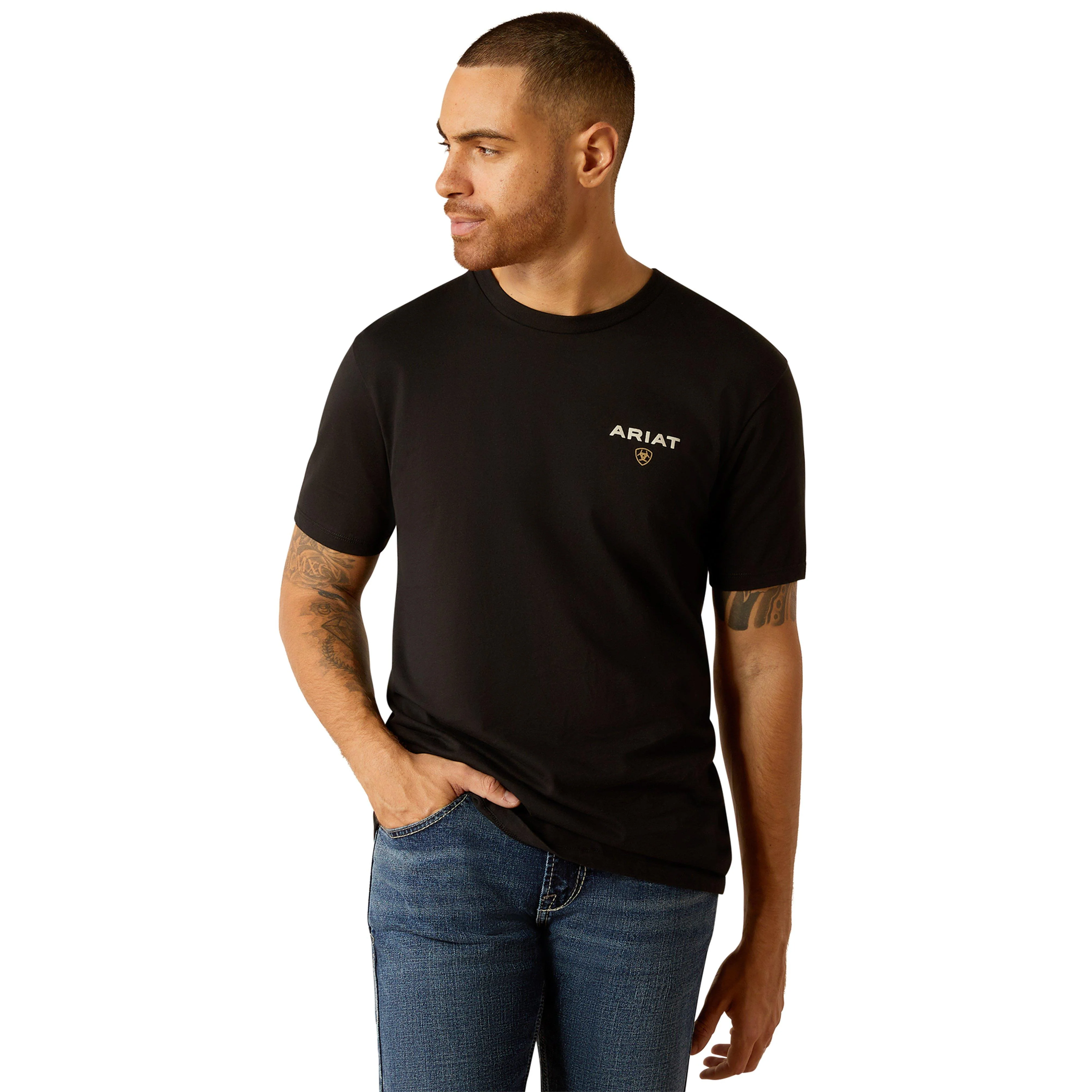 Mens American Rancher Graphic T-Shirt Black - Image 6