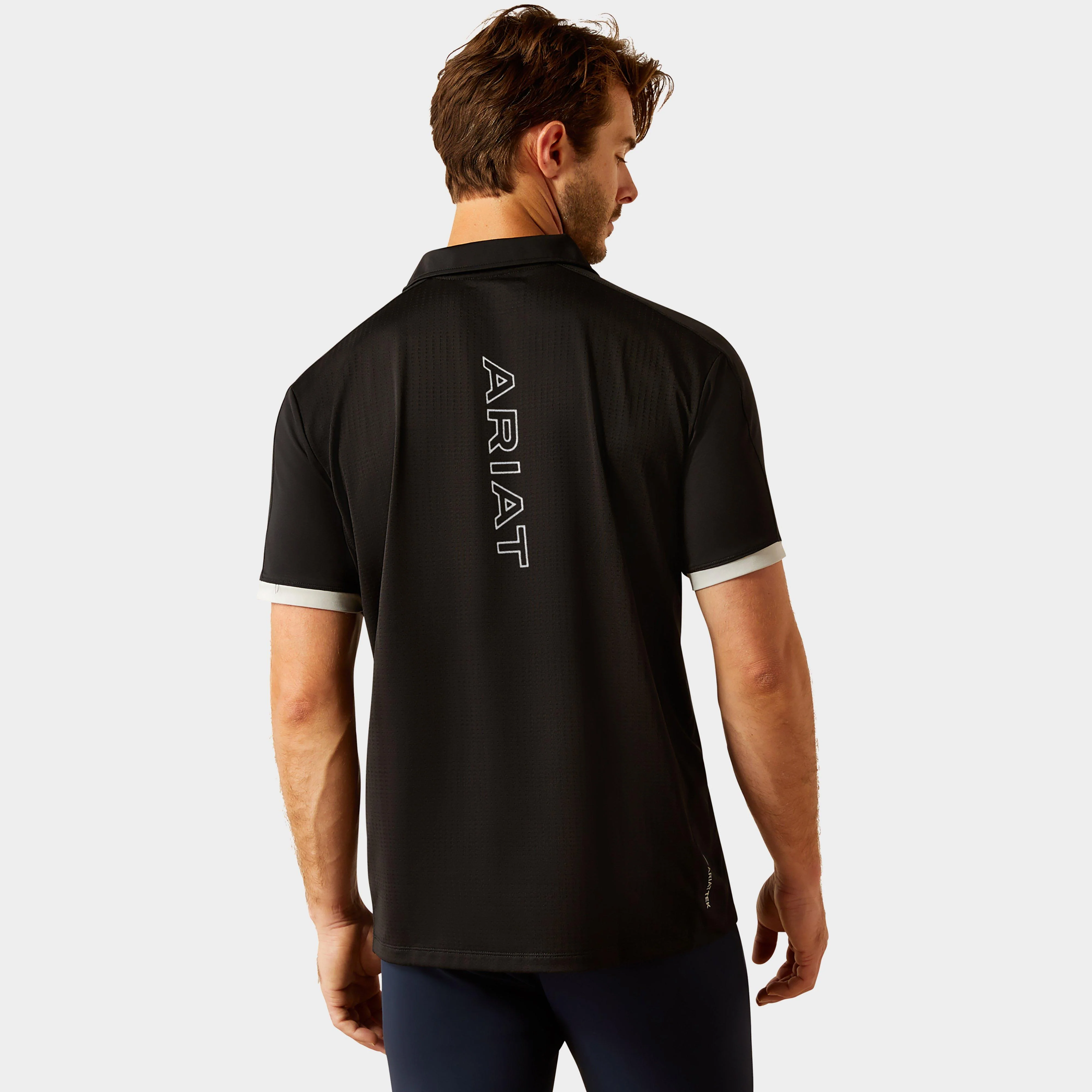 Mens Bandera 1/4 Zip Short Sleeved Polo Shirt Black - Image 2