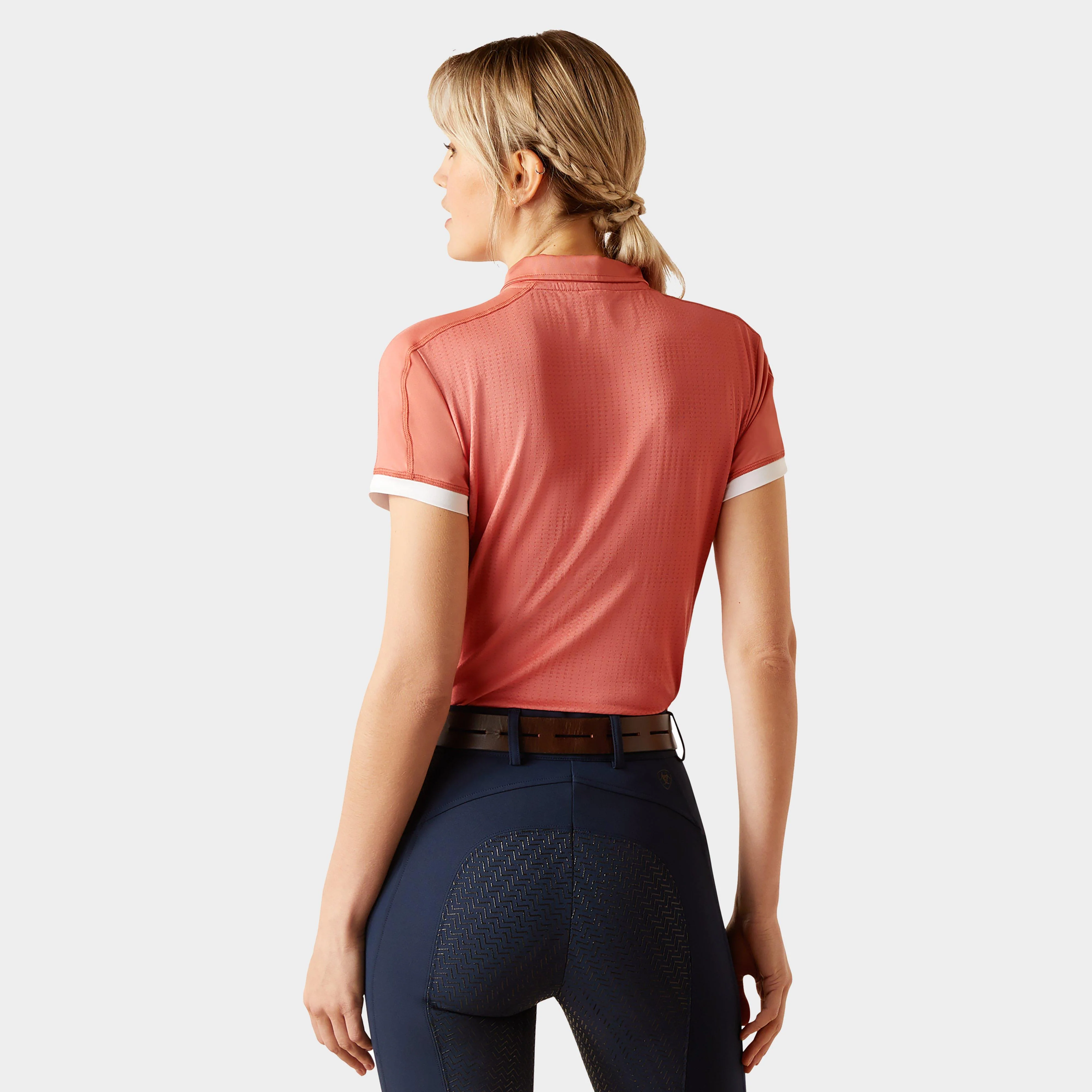 Womens Bandera 1/4 Zip Polo Shirt Faded Rose - Image 2