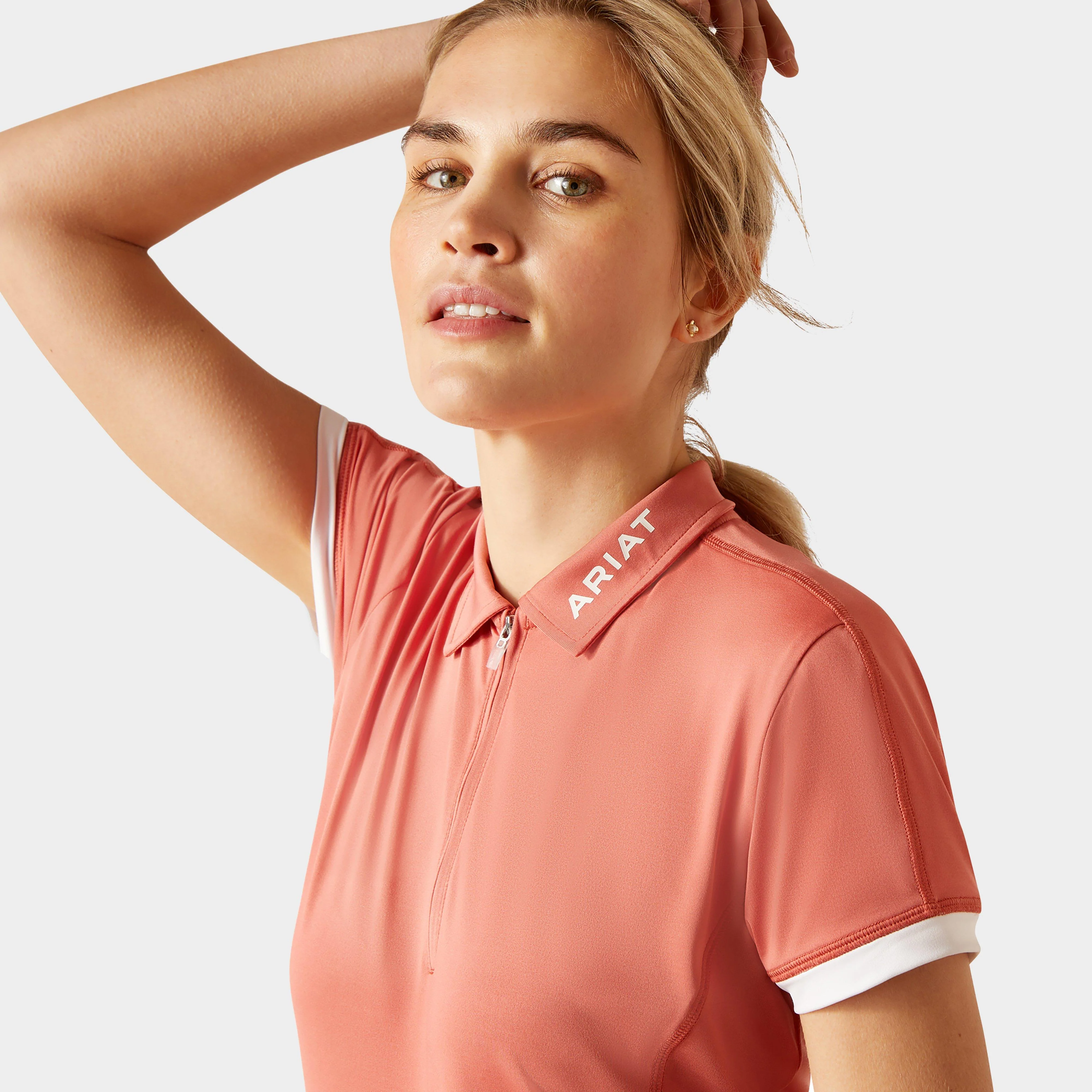 Womens Bandera 1/4 Zip Polo Shirt Faded Rose - Image 3