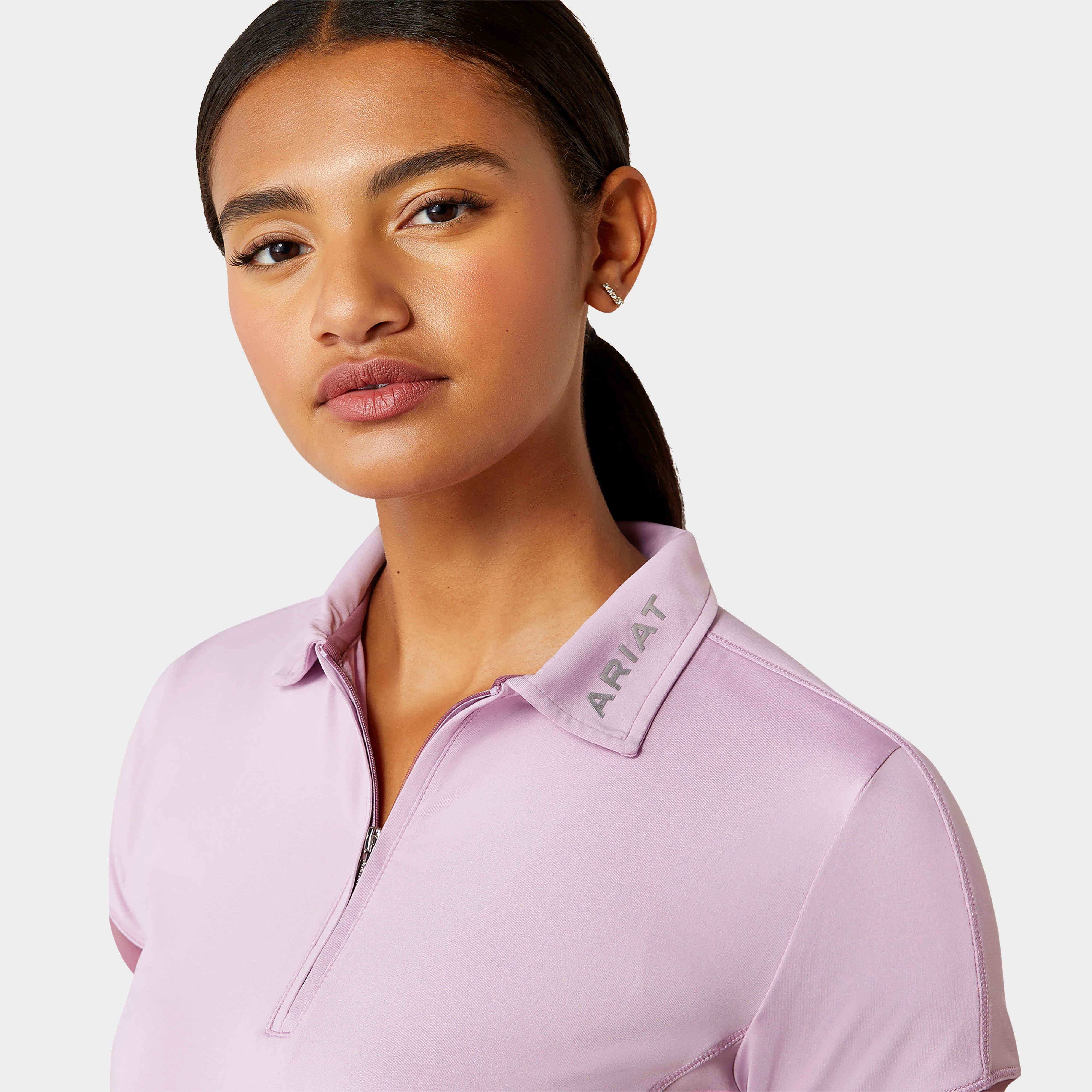 Womens Bandera 1/4 Zip Short Sleeved Polo Shirt Lavender Mist - Image 3