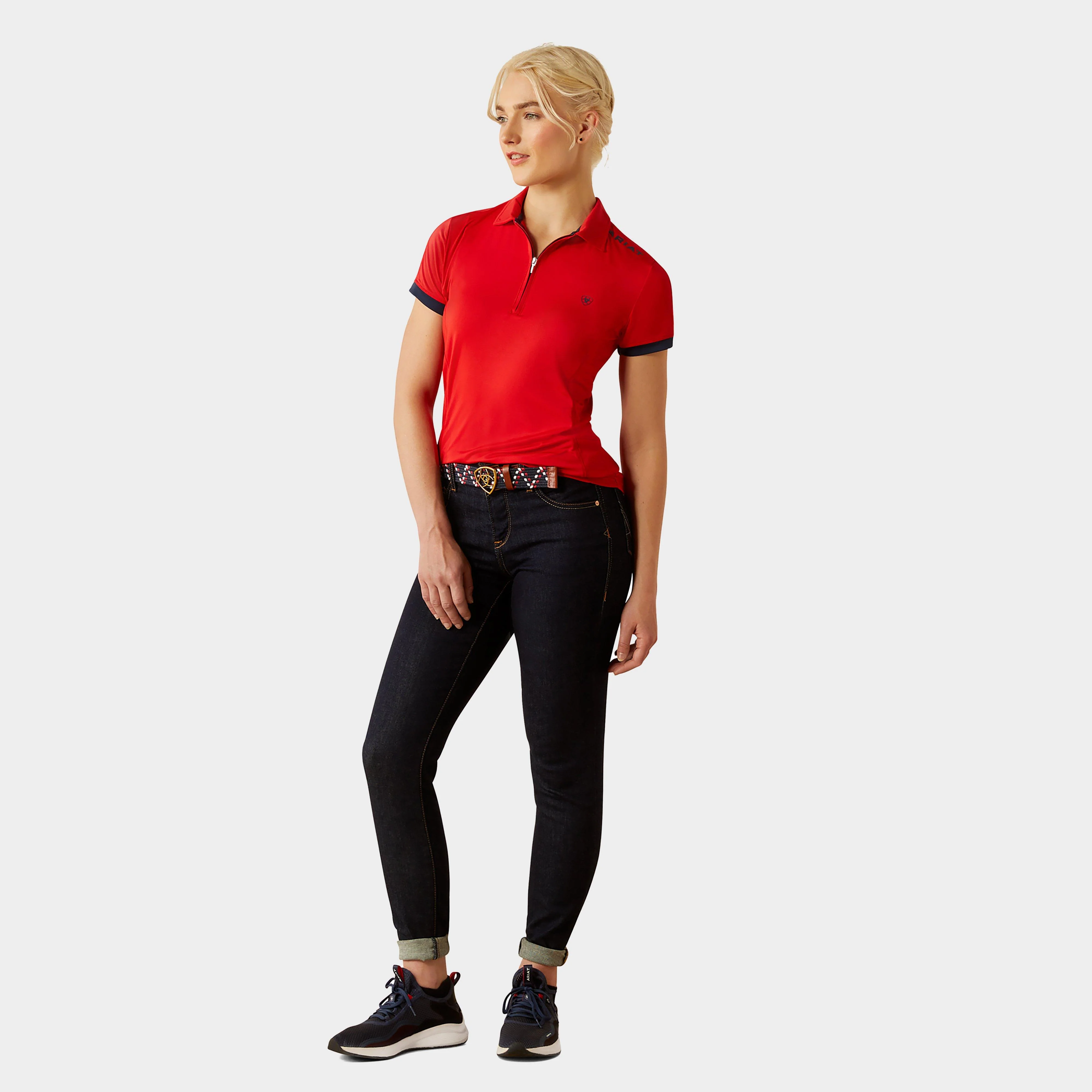 Womens Bandera 1/4 Zip Short Sleeved Polo Shirt Weg Red - Image 4