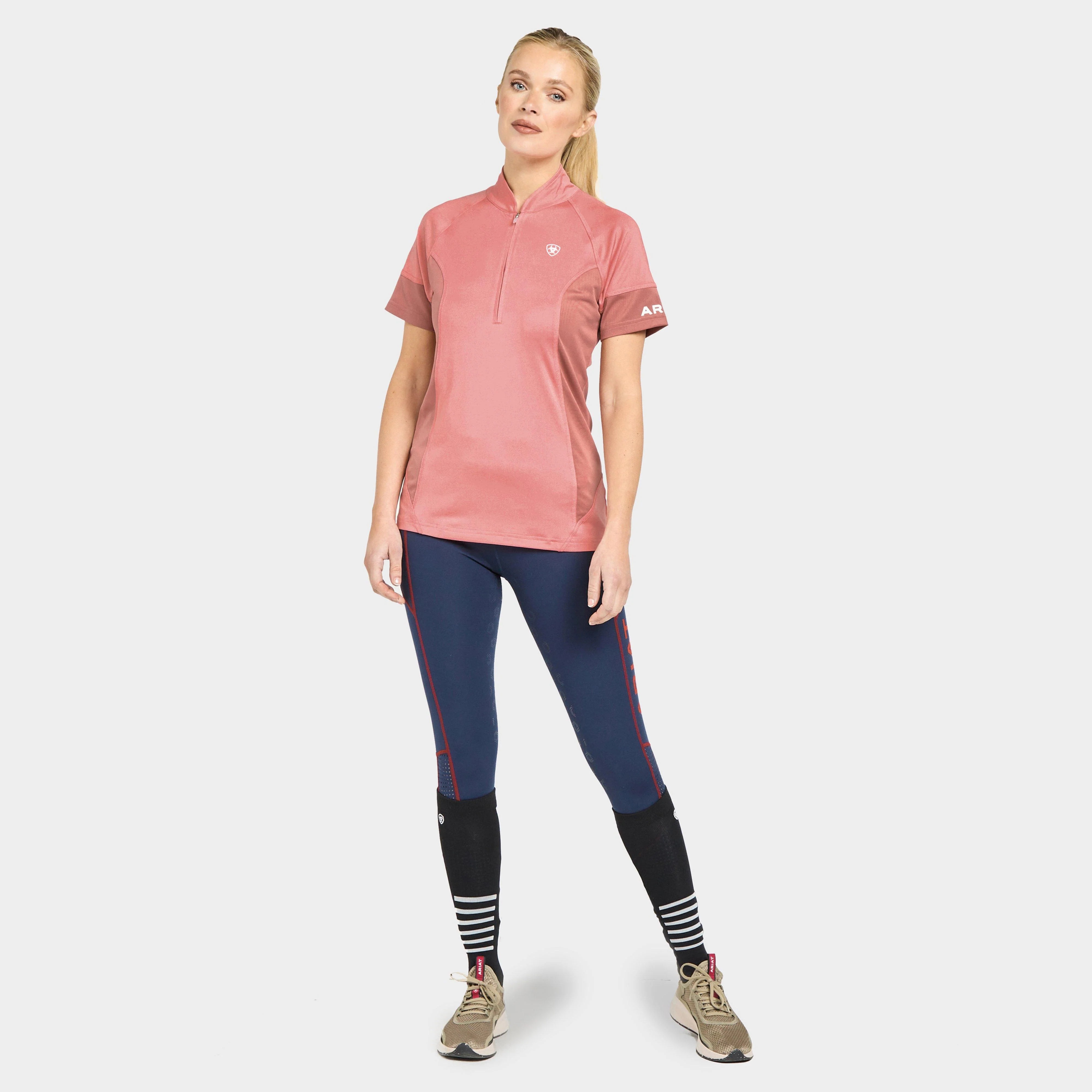 Womens Cambria Jersey 1/4 Zip Baselayer Peach Blossom/Antique Rubia - Image 3