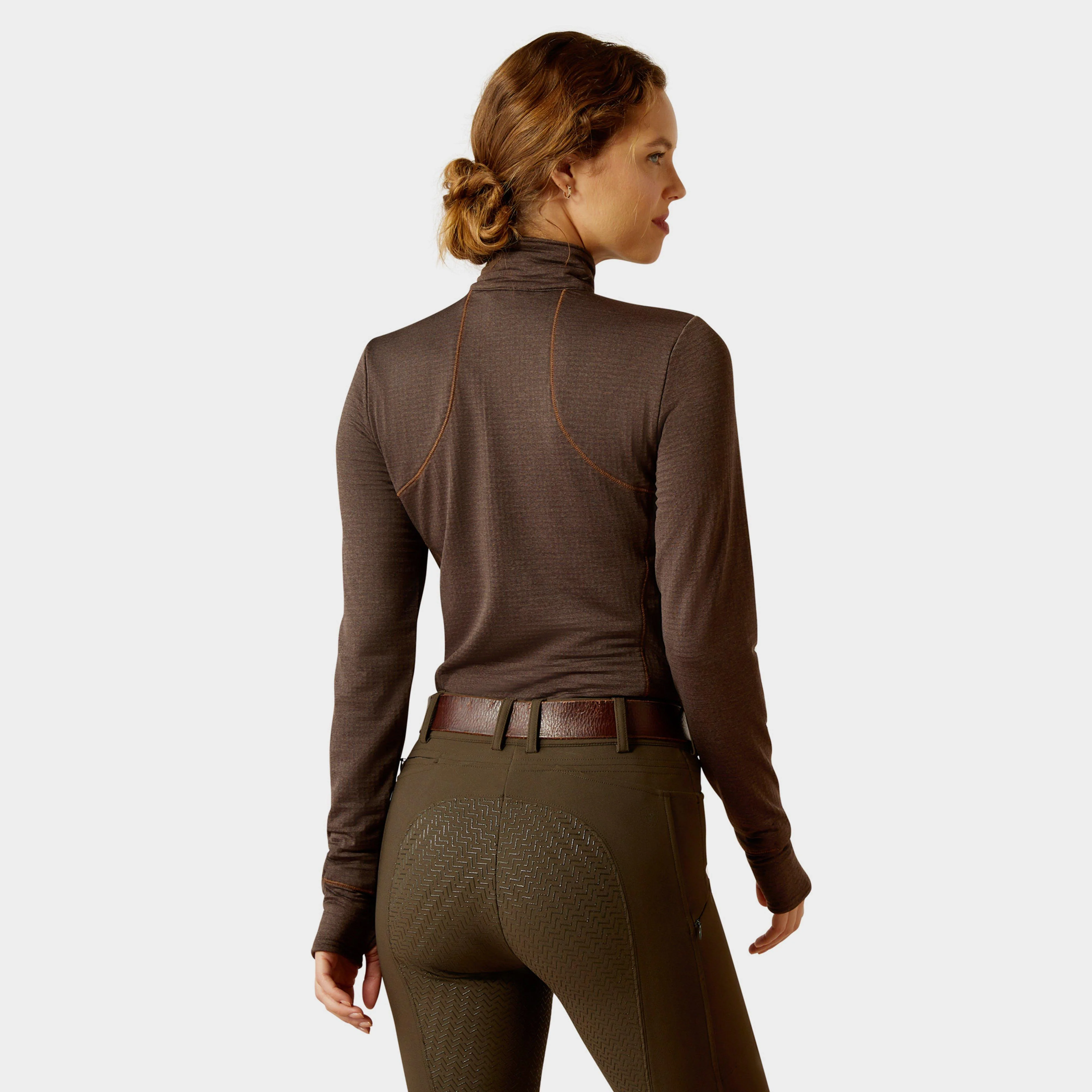 Womens Gridwork 1/4 Zip Base Layer Mole Heather - Image 2