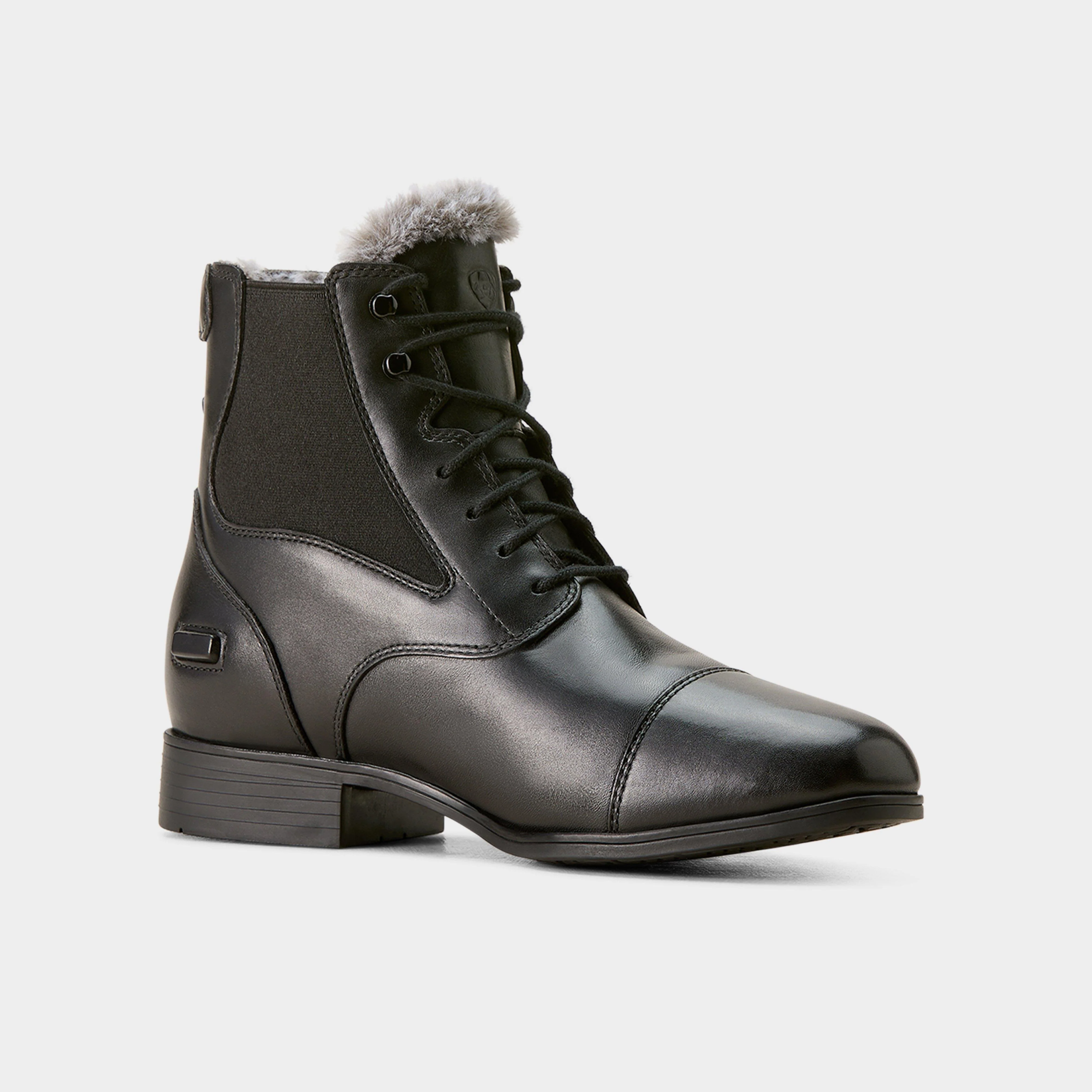 Womens Kendall Back Zip Sherpa Paddock Boots Black - Image 3
