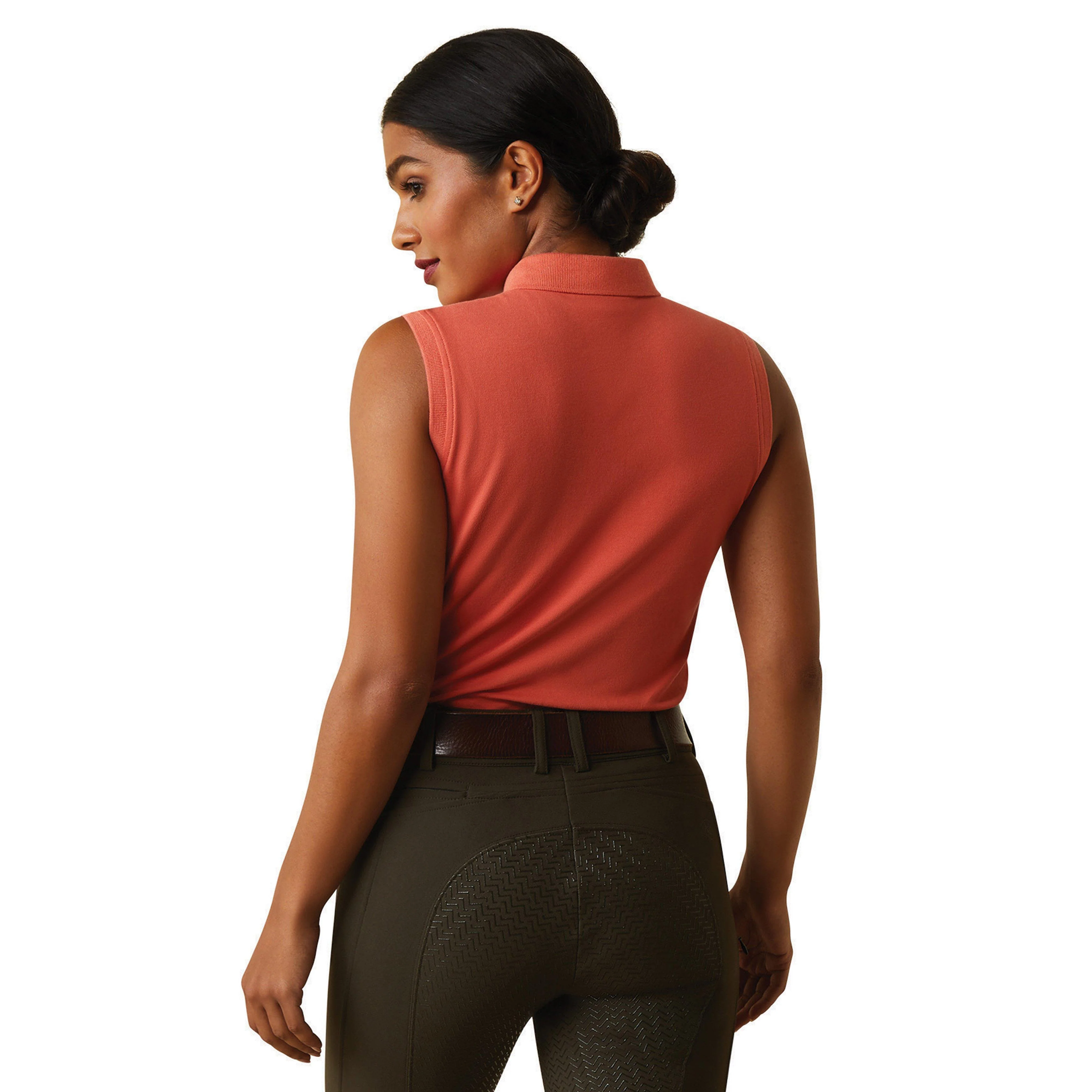 Womens Prix 2.0 Sleeveless Polo Shirt Burnt Sienna - Image 2