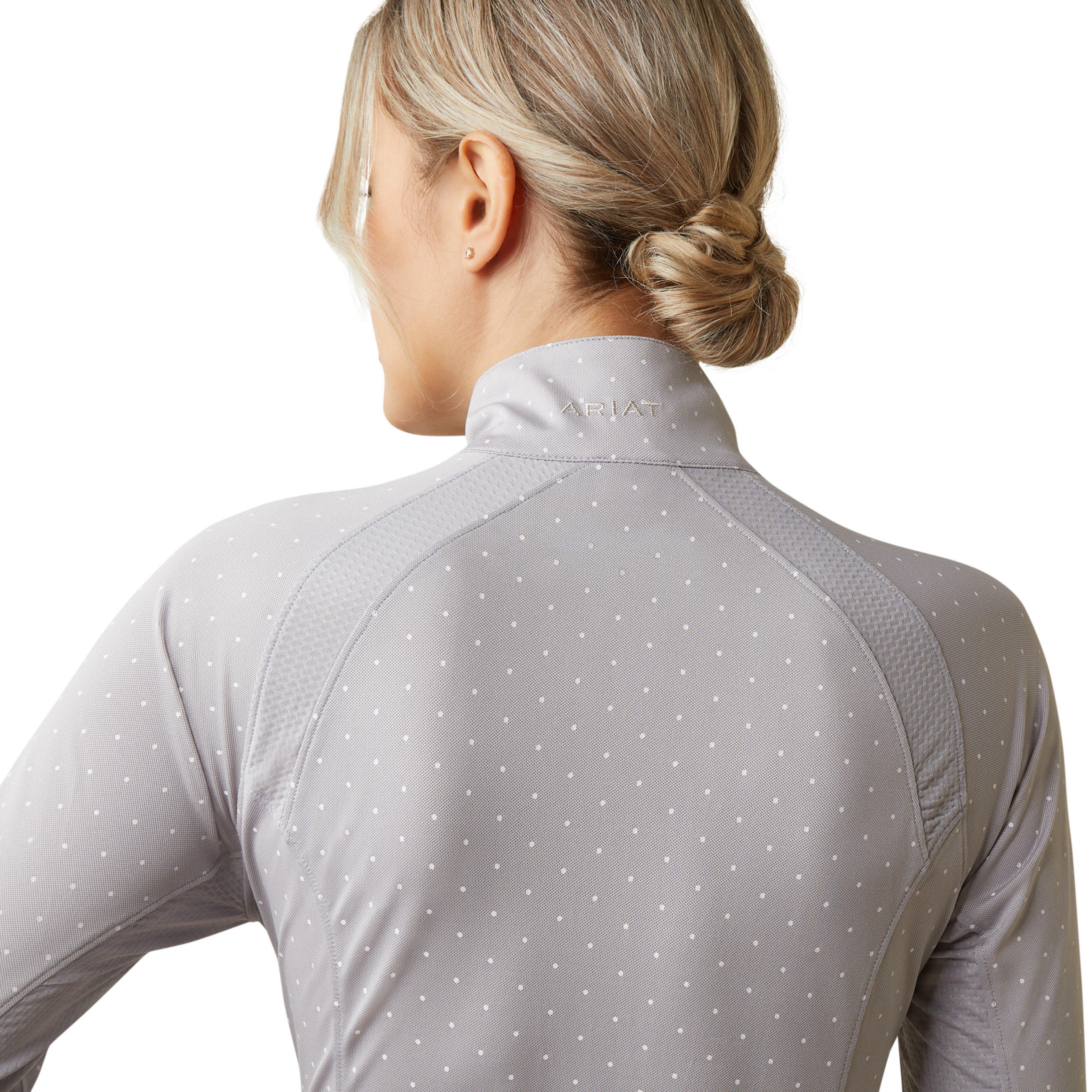 Womens Sunstopper 2.0 1/4 Zip Base Layer Silver Sconce Dot - Image 4