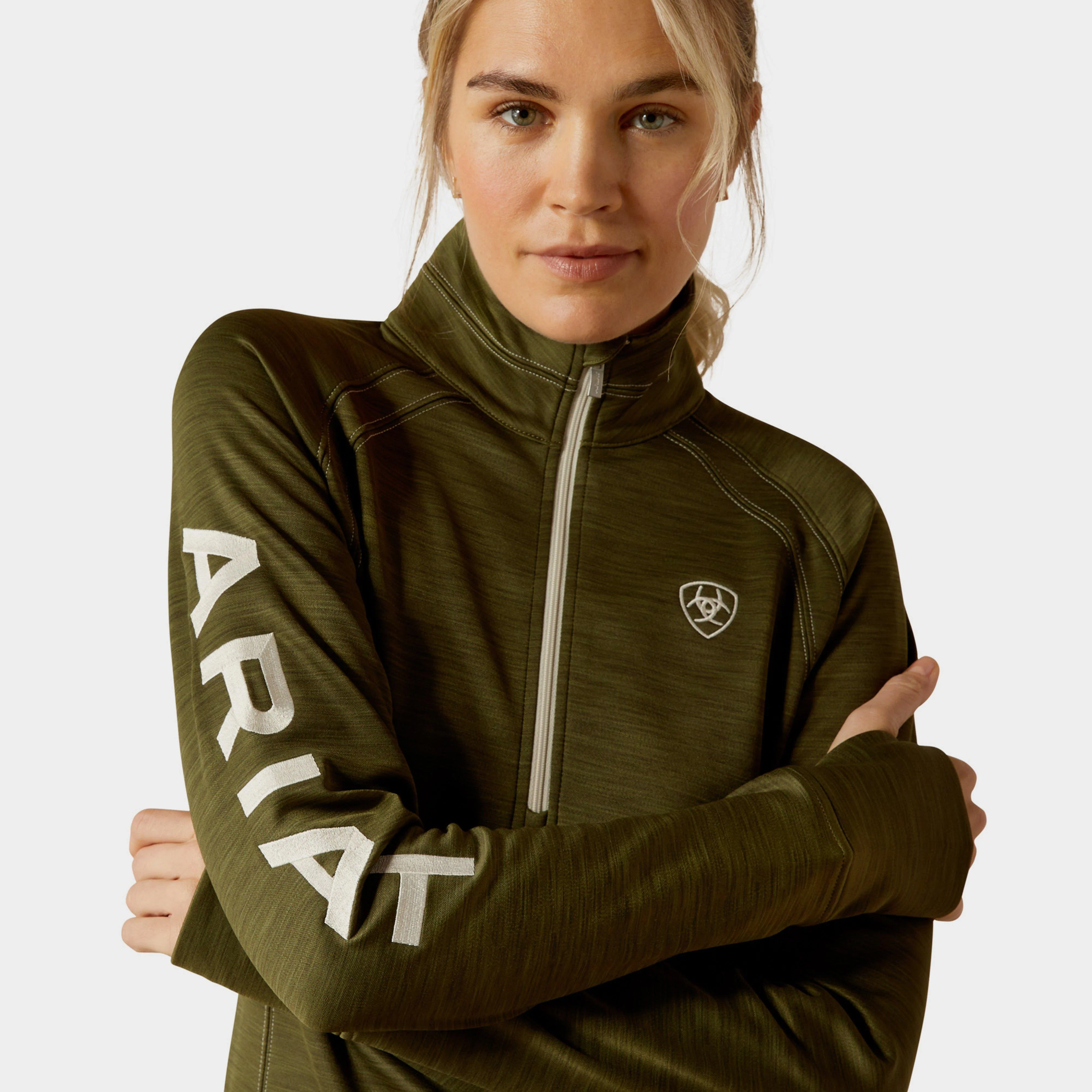 Womens Tek Team 1/2 Zip Sweatshirt Winter Moss - Image 3
