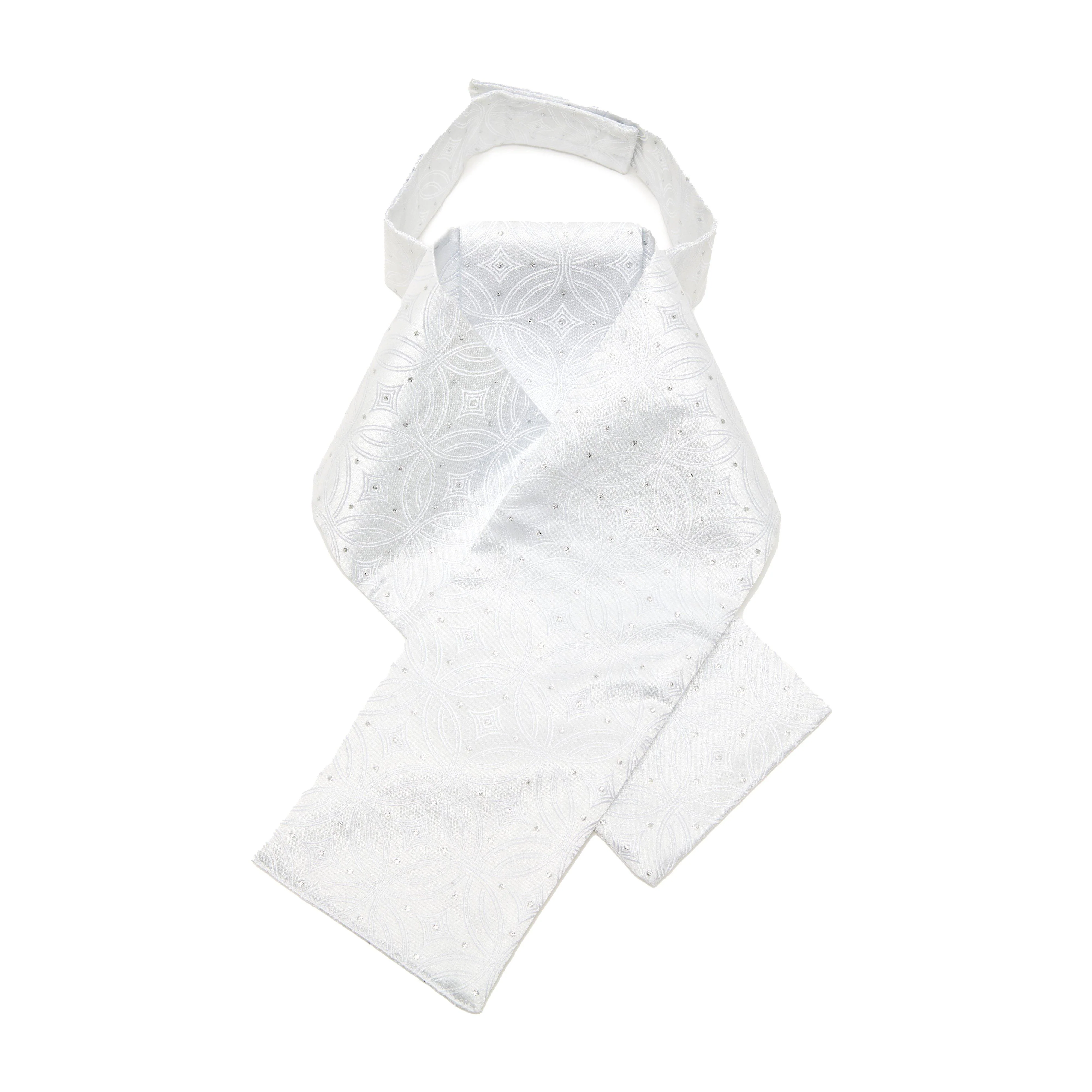 Ready Tied Brocade Riding Stock White - Image 4