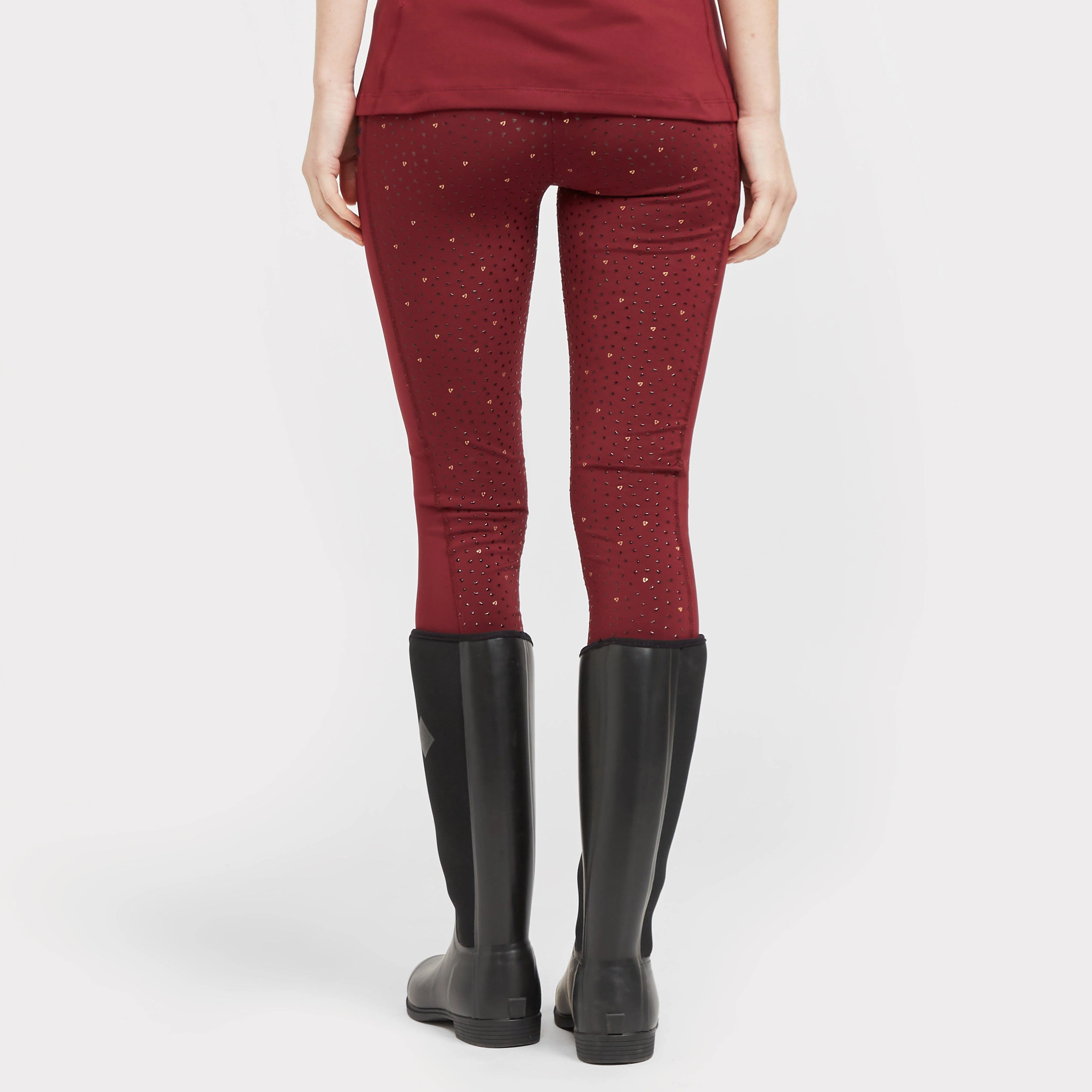 Womens Team Riding Tights Burgundy - Image 2