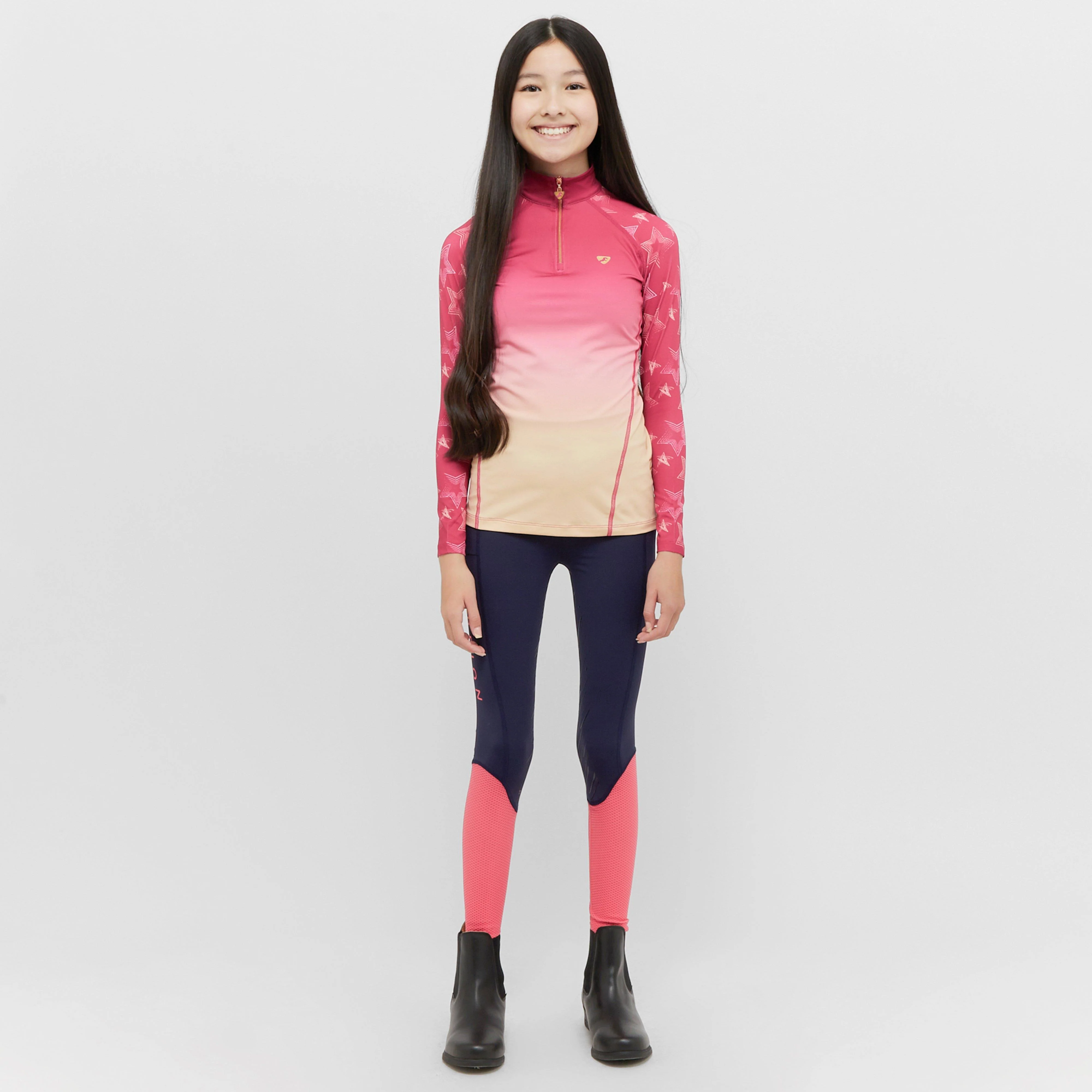 Young Rider Rhythm Mesh Riding Tights Navy - Image 3
