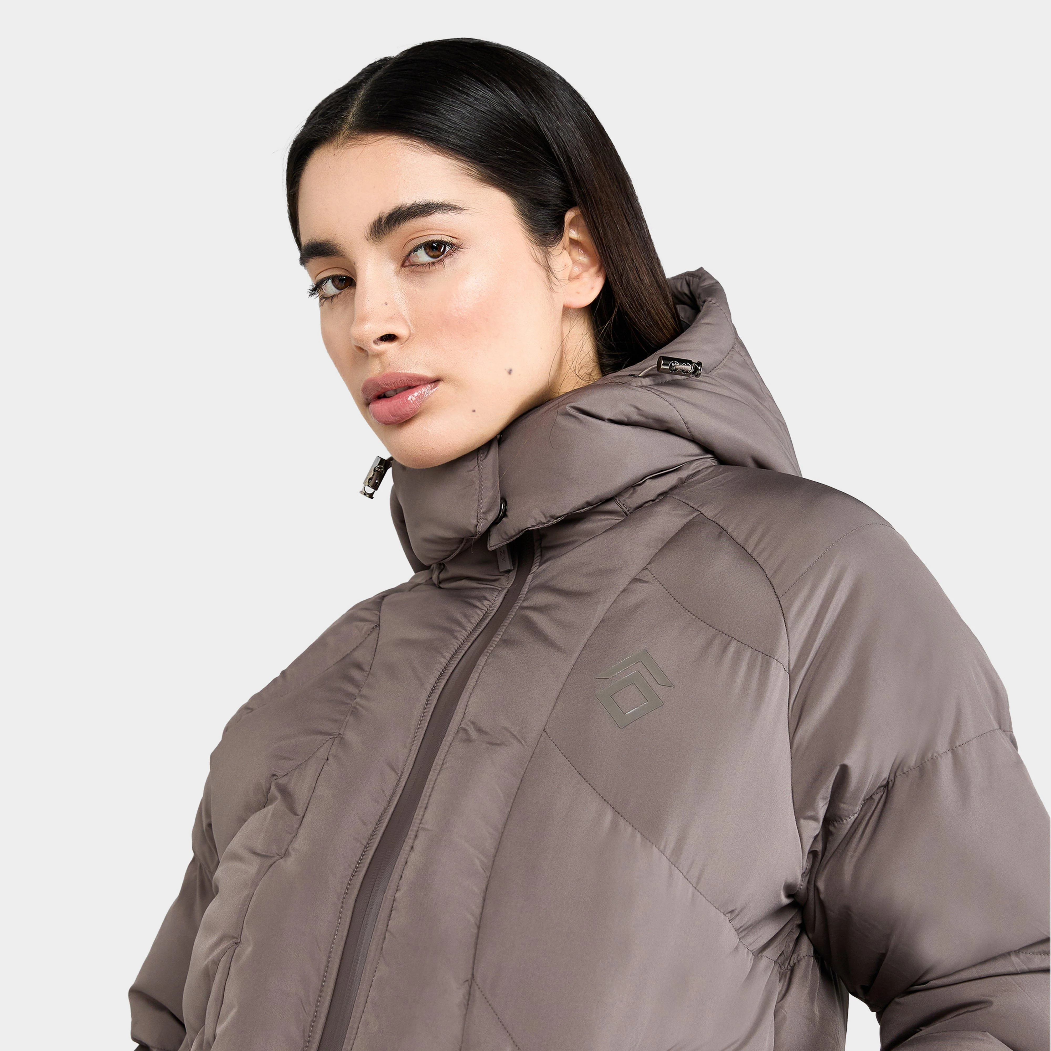 Womens Puffer Coat Fawn - Image 4