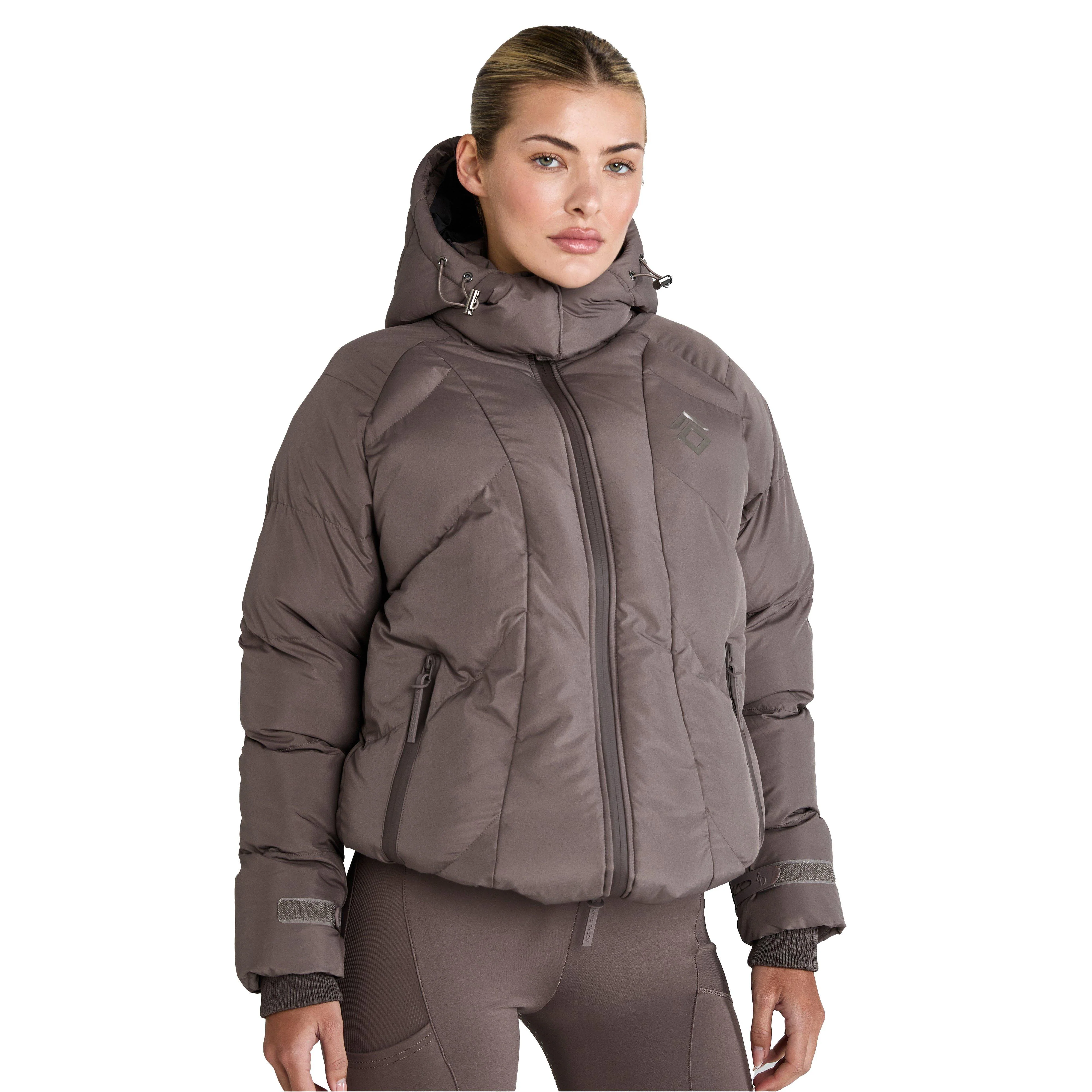 Womens Puffer Coat Fawn - Image 5
