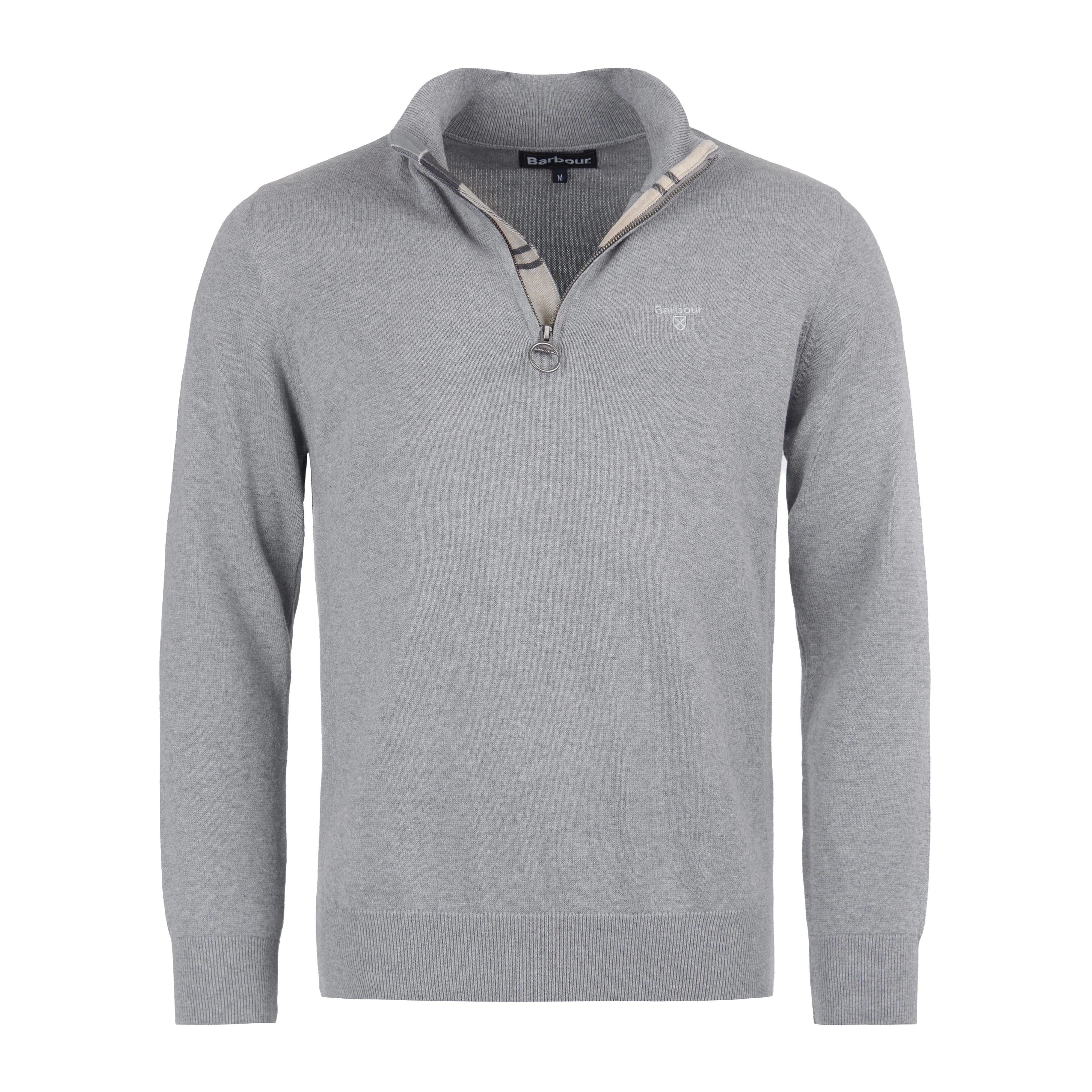 Mens Cotton Half Zip Grey Marl - Image 7