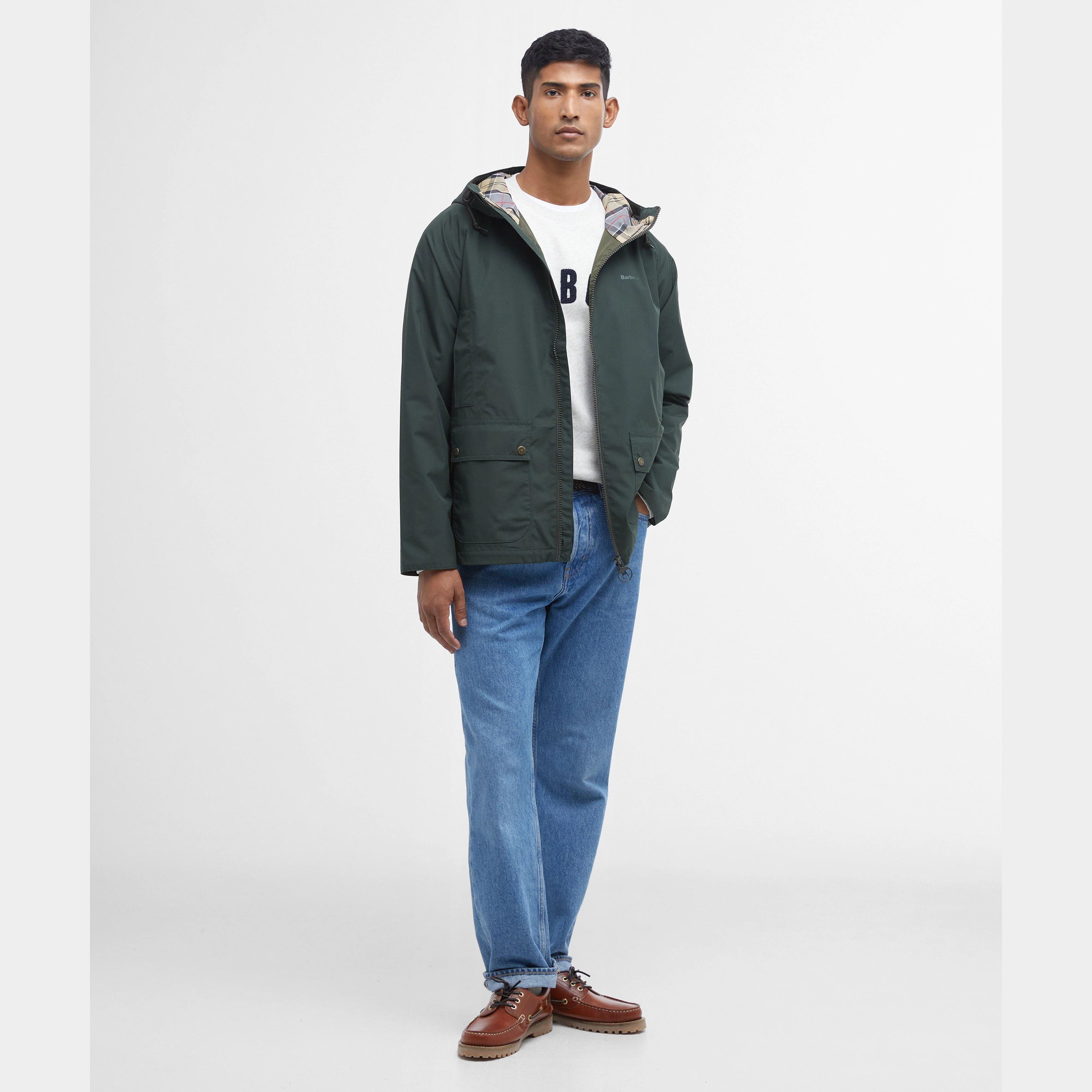 Mens Hooded Domus Waterproof Jacket Sage/Dress - Image 6