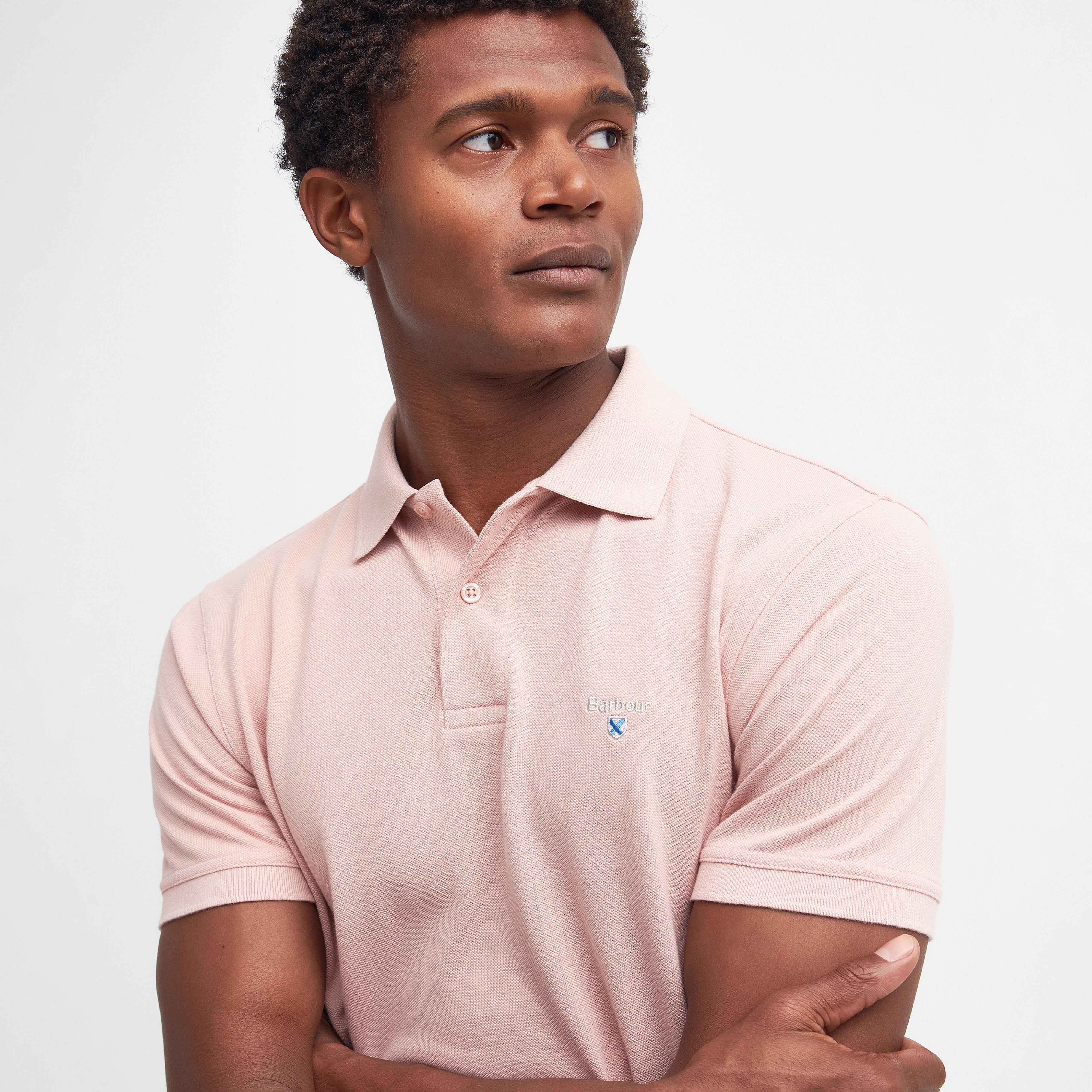 Mens Sports Polo Shirt Pink Mist - Image 3