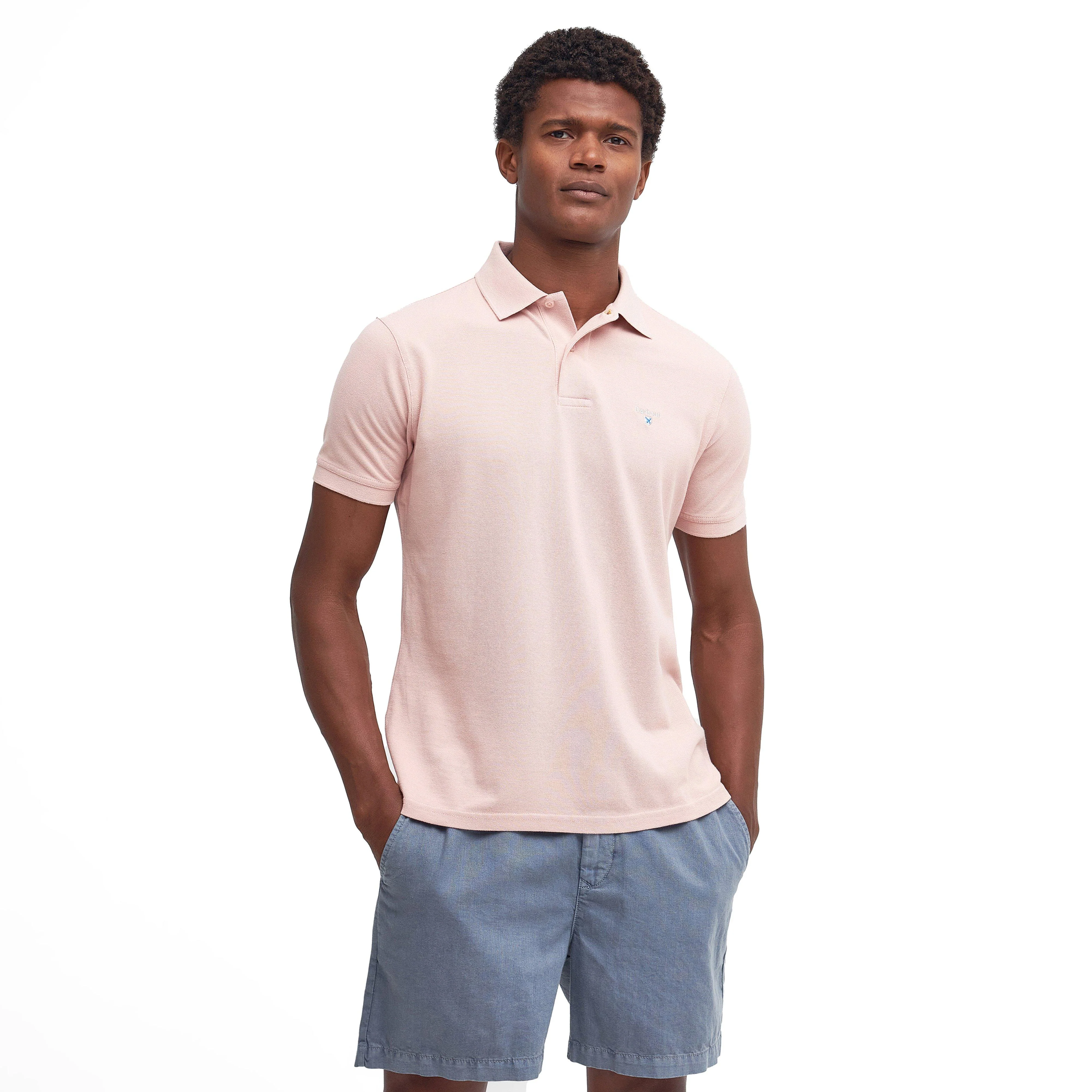Mens Sports Polo Shirt Pink Mist - Image 8