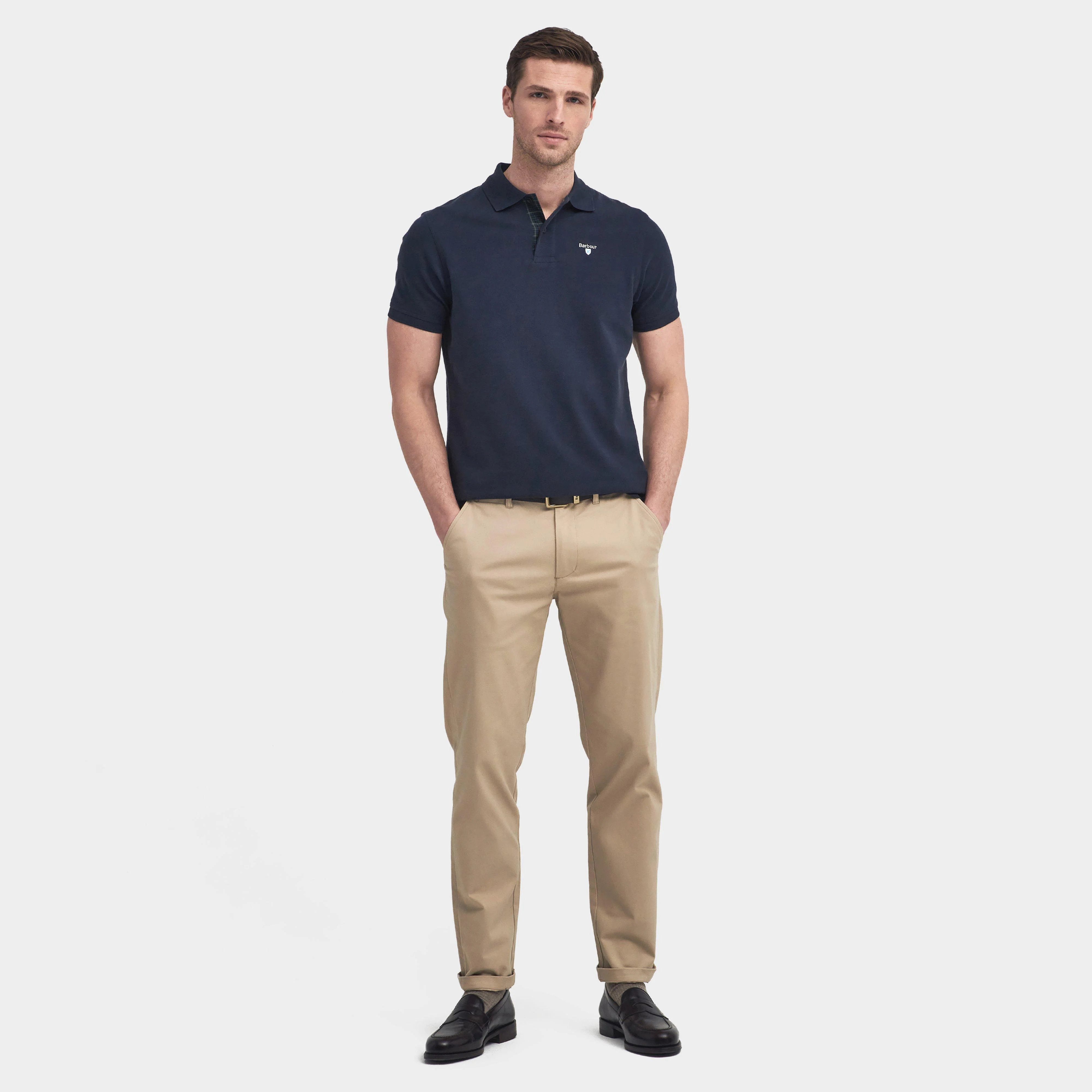 Mens Tartan Pique Polo Shirt Sapphire - Image 5