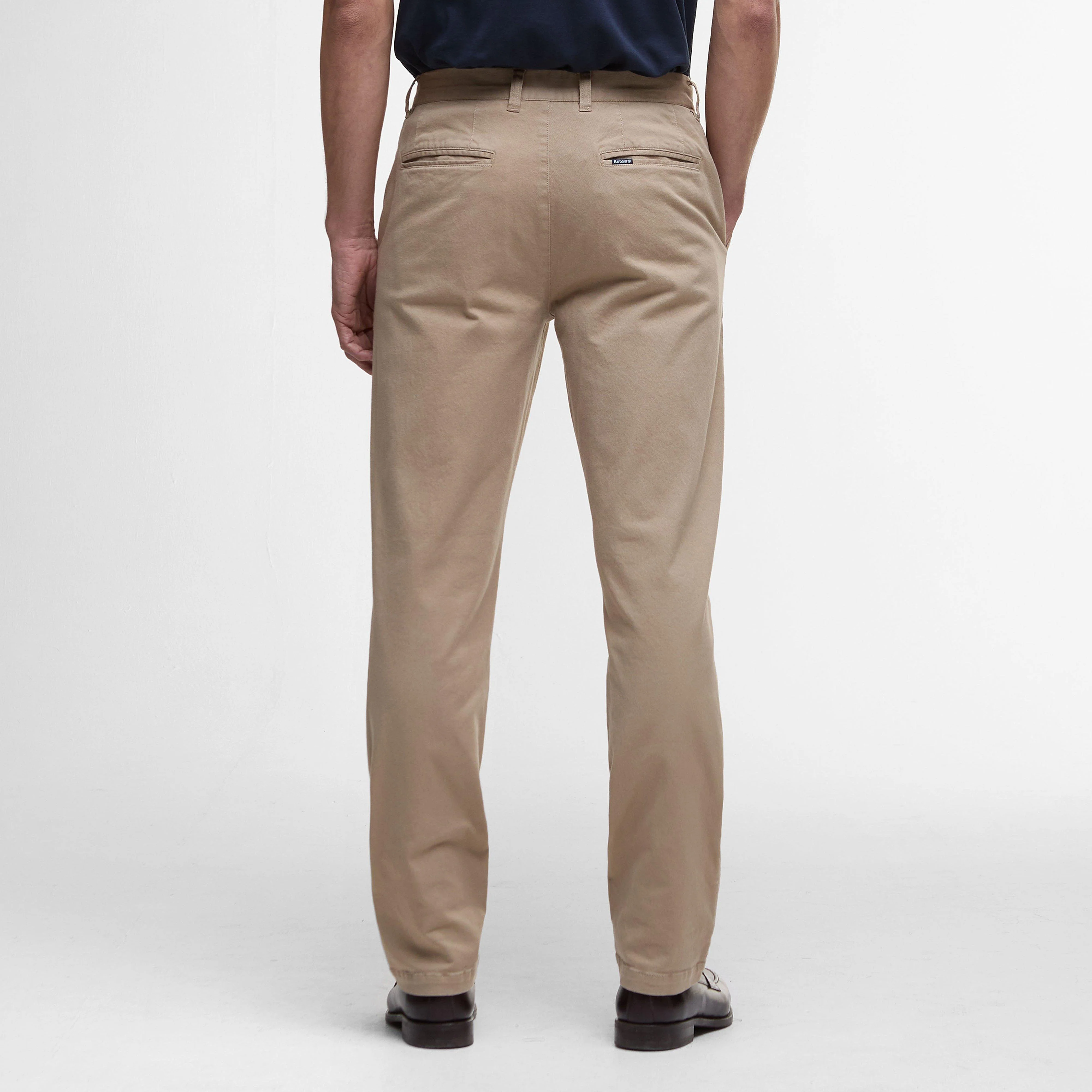 Mens Washed Stretch Twill Tailored Fit Trousers Washed Stone - Image 2