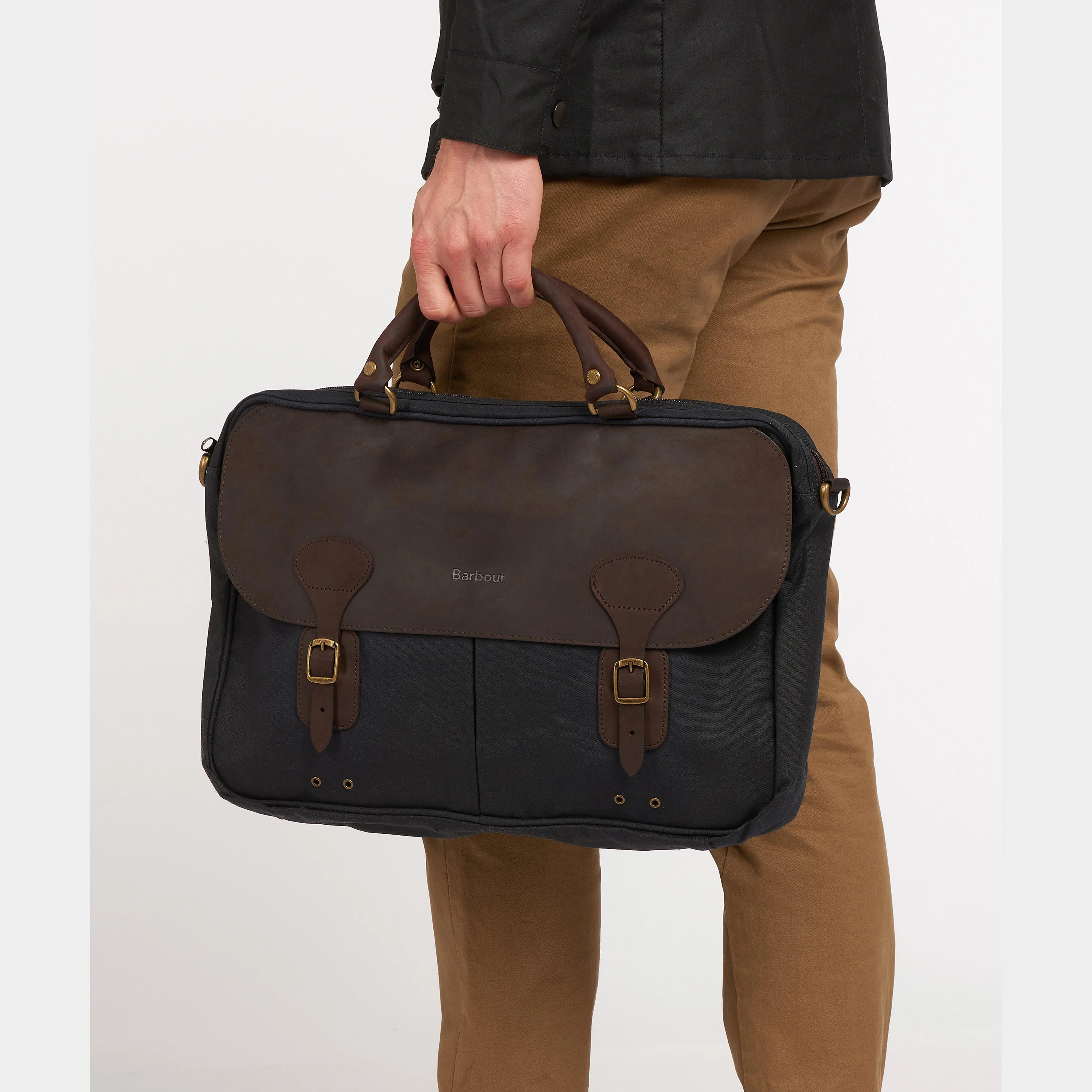 Wax Leather Briefcase Navy - Image 5