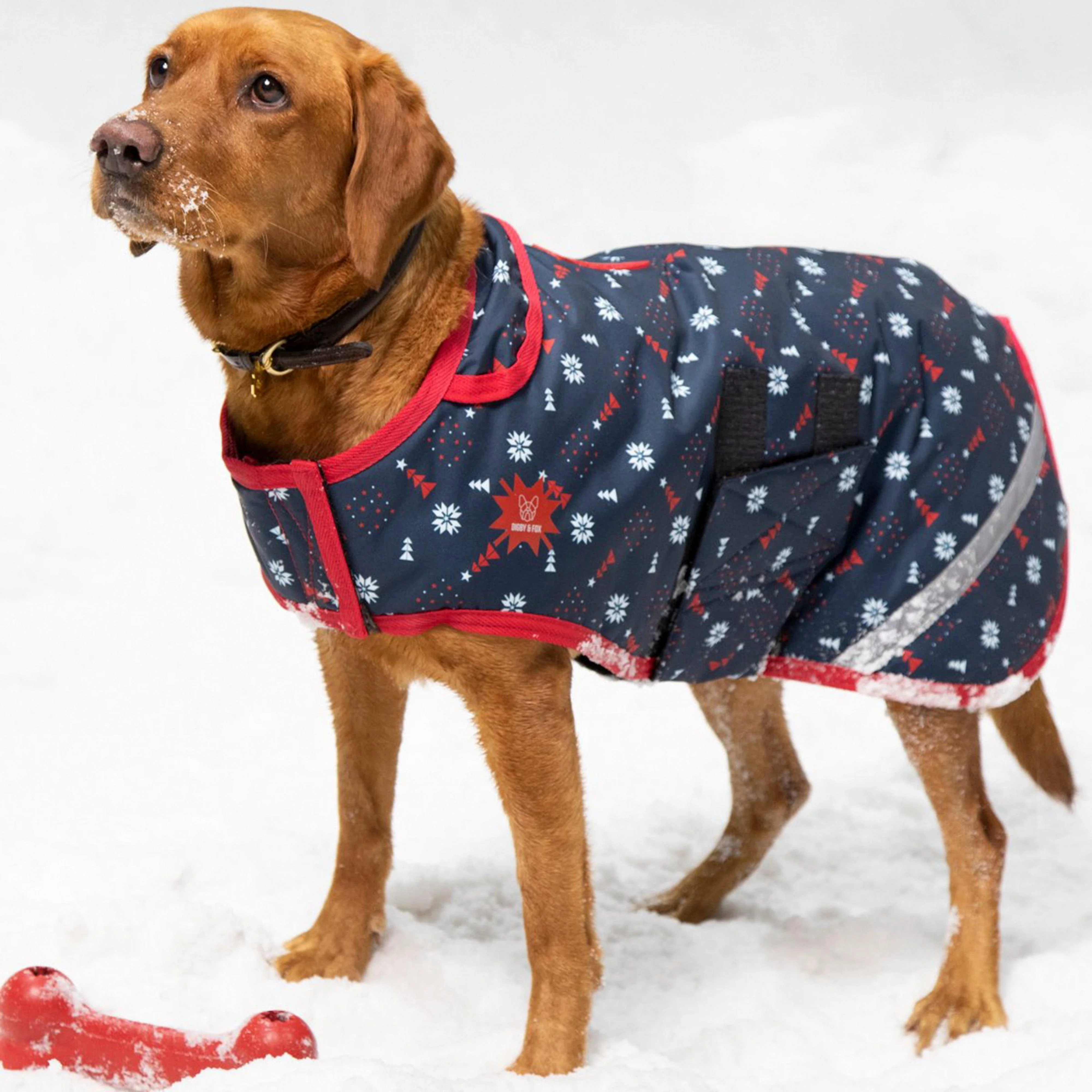 Christmas Dog Coat Navy - Image 2