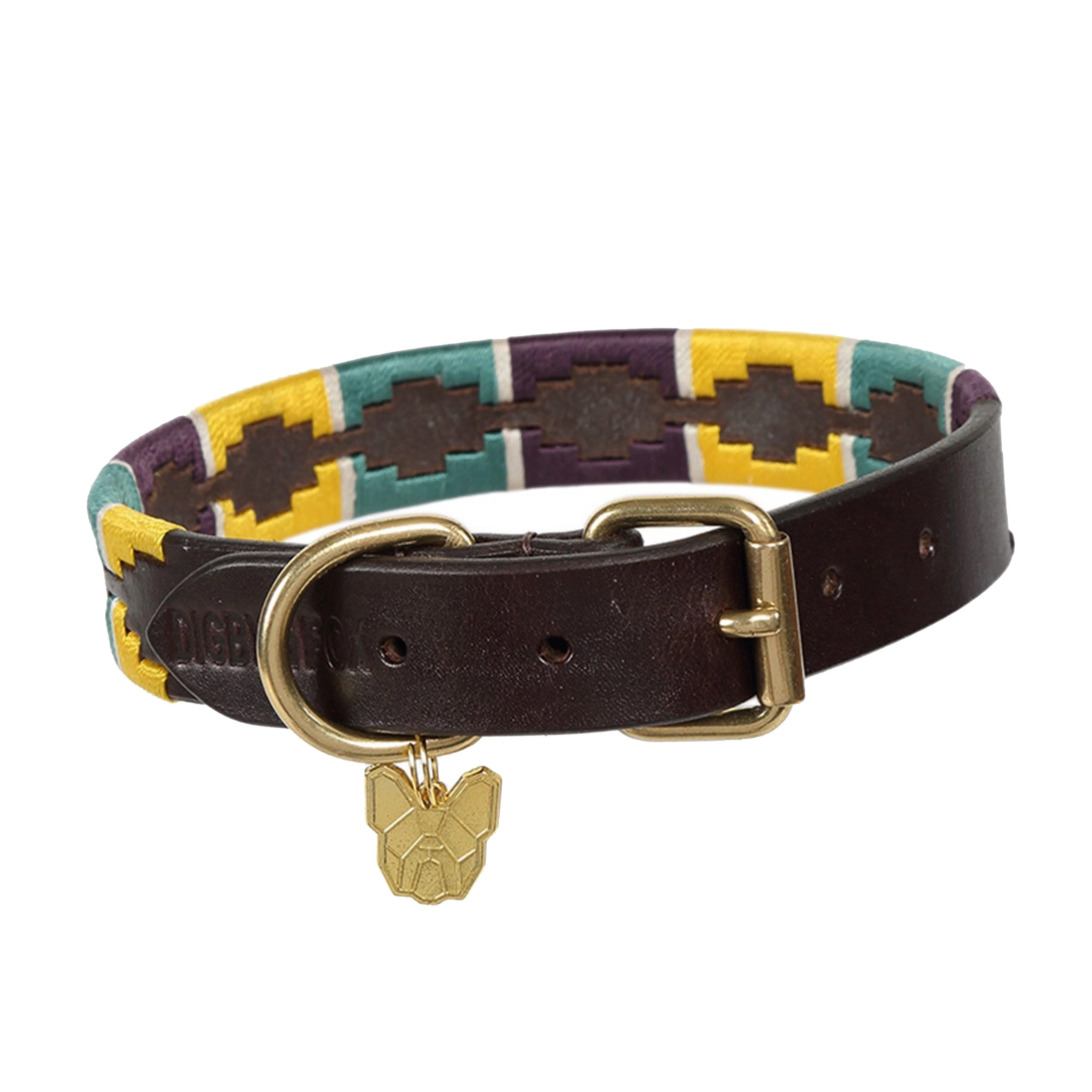 Drover Polo Dog Collar Green/Brown/Yellow - Image 4