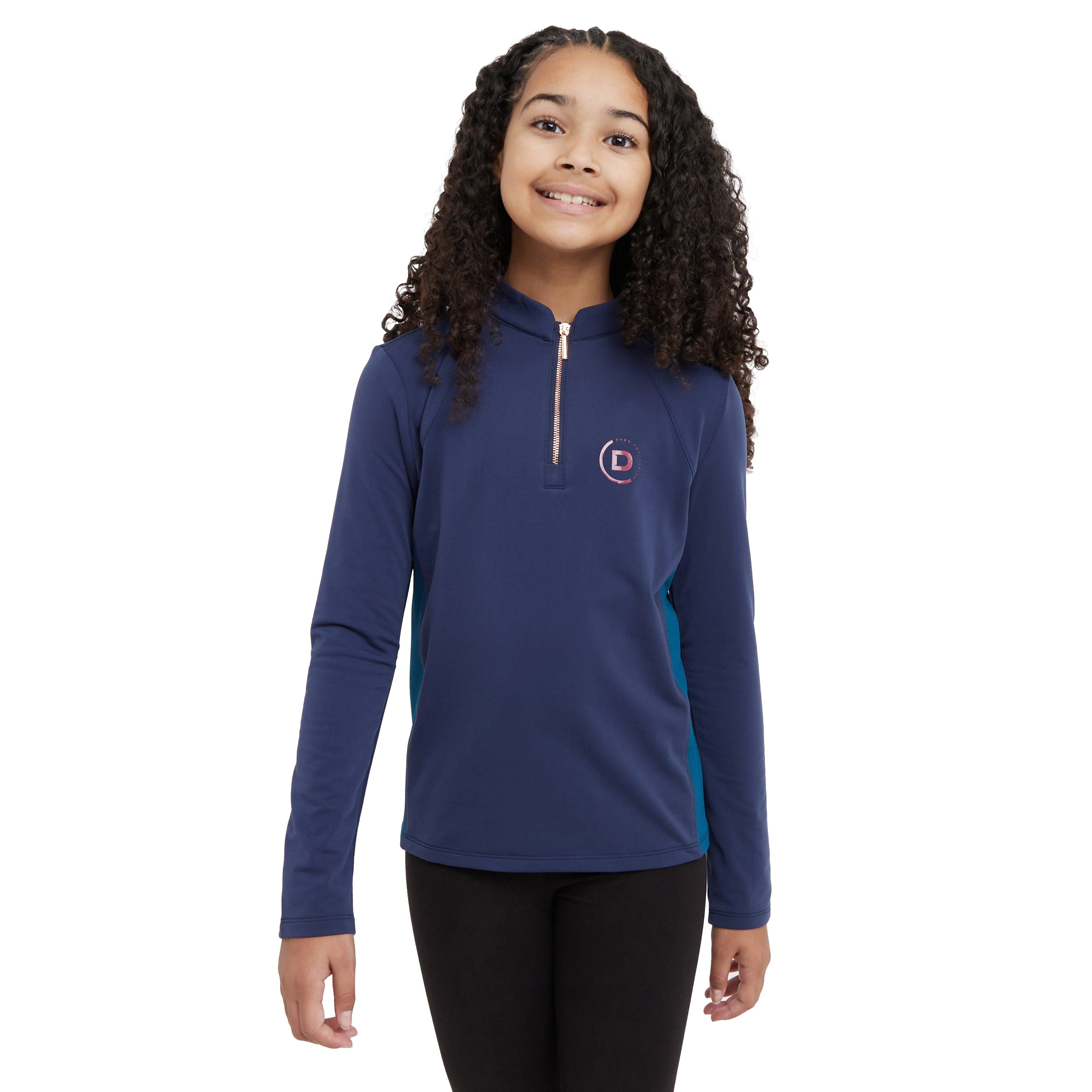 Kids Sadie Panel Detail Long Sleeve Riding Top Naval Academy/Legion Blue - Image 6