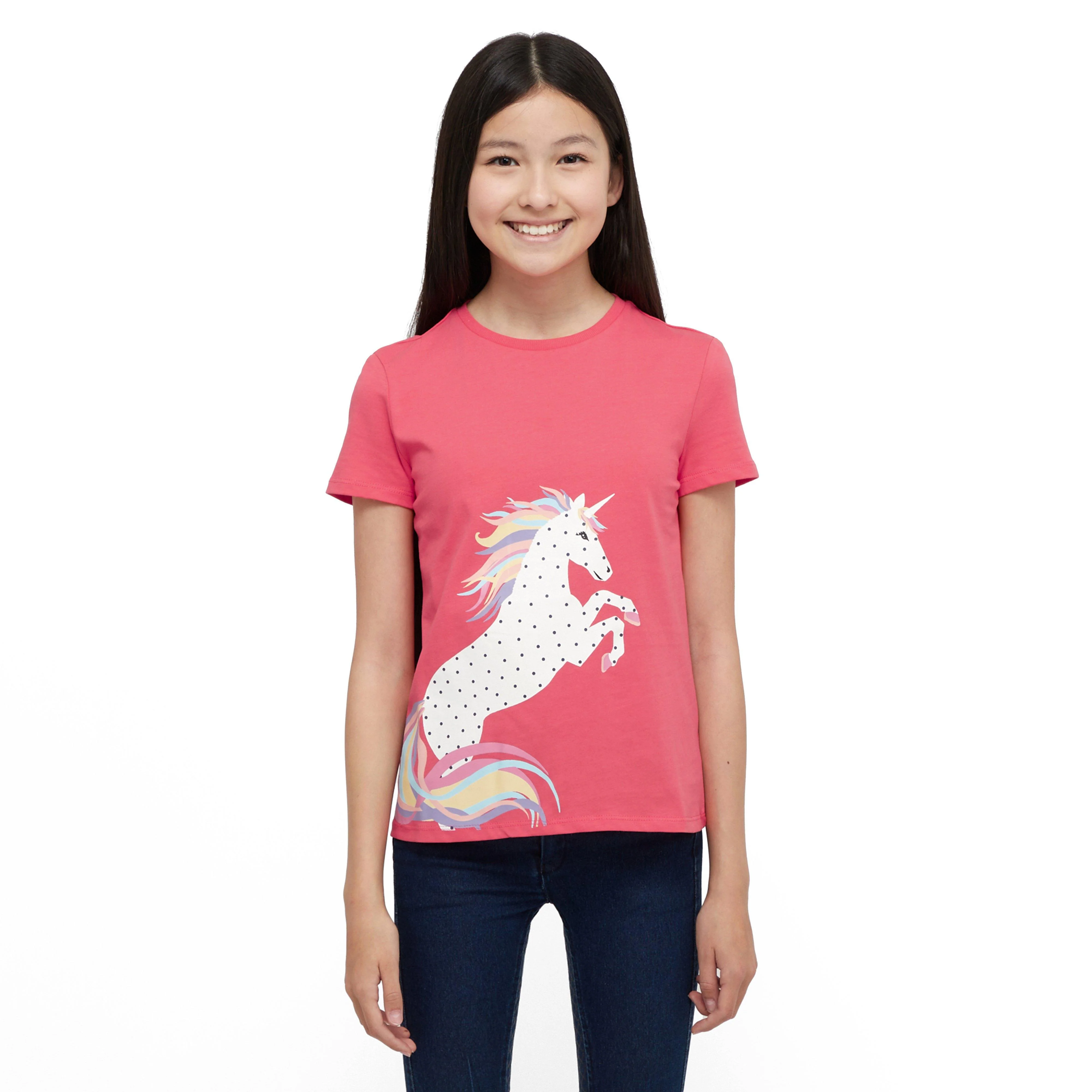 Kids Tilly Tee Coral Rainbow Horse - Image 7