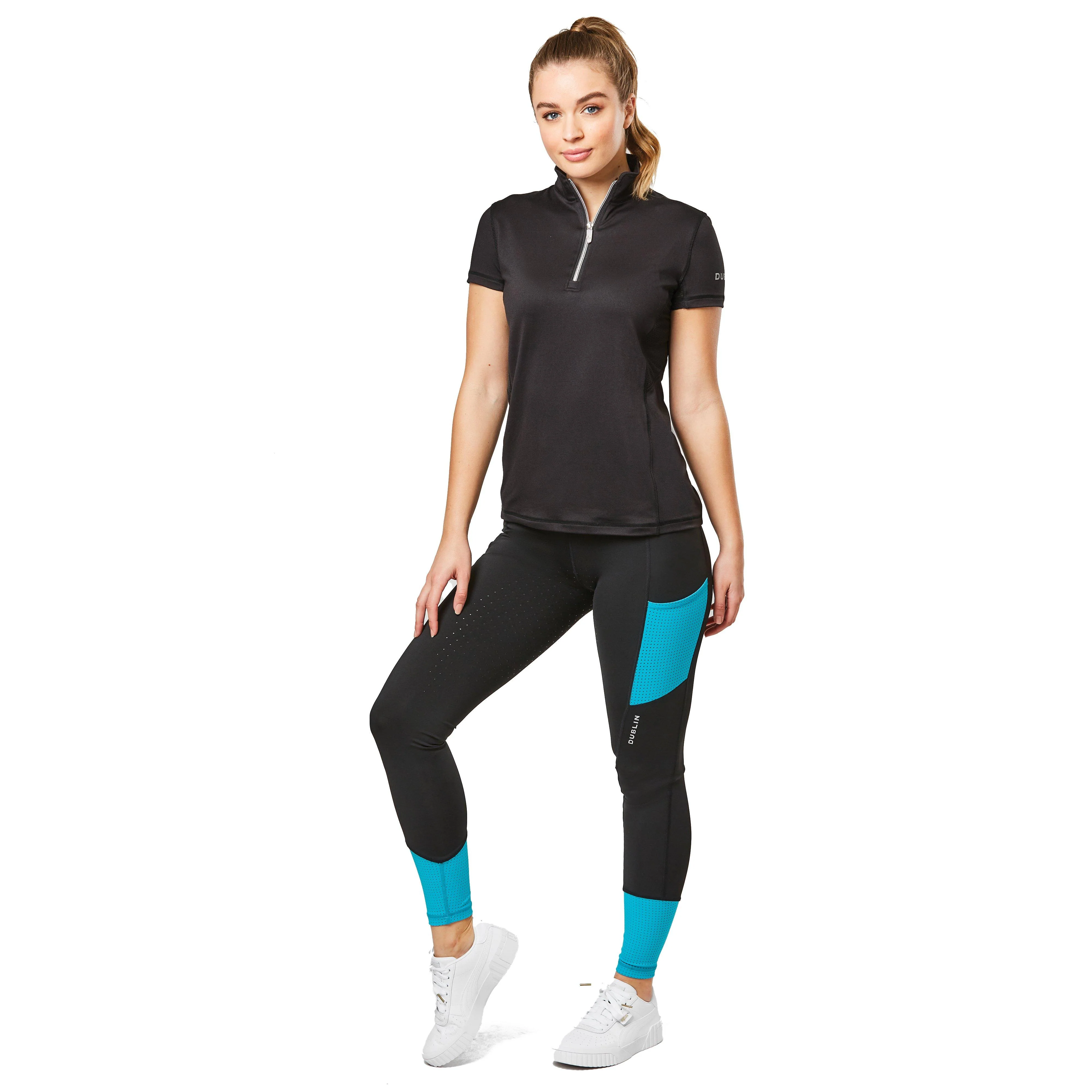 Women's Power Performance Midrise Tights Black/Blue - Image 8
