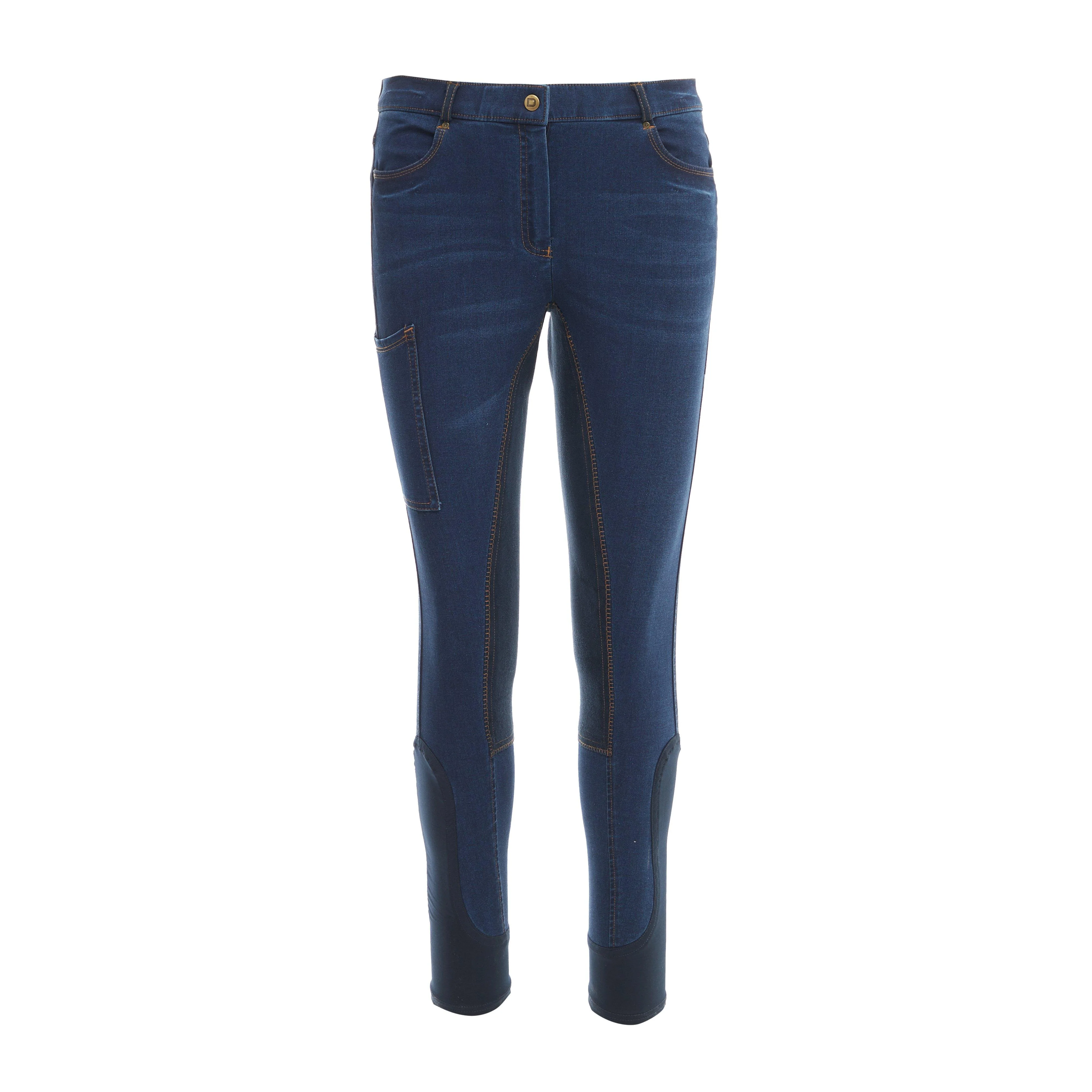 Womens Supa-Fit Zip Up Knee Patch Jodhpurs Navy - Image 9