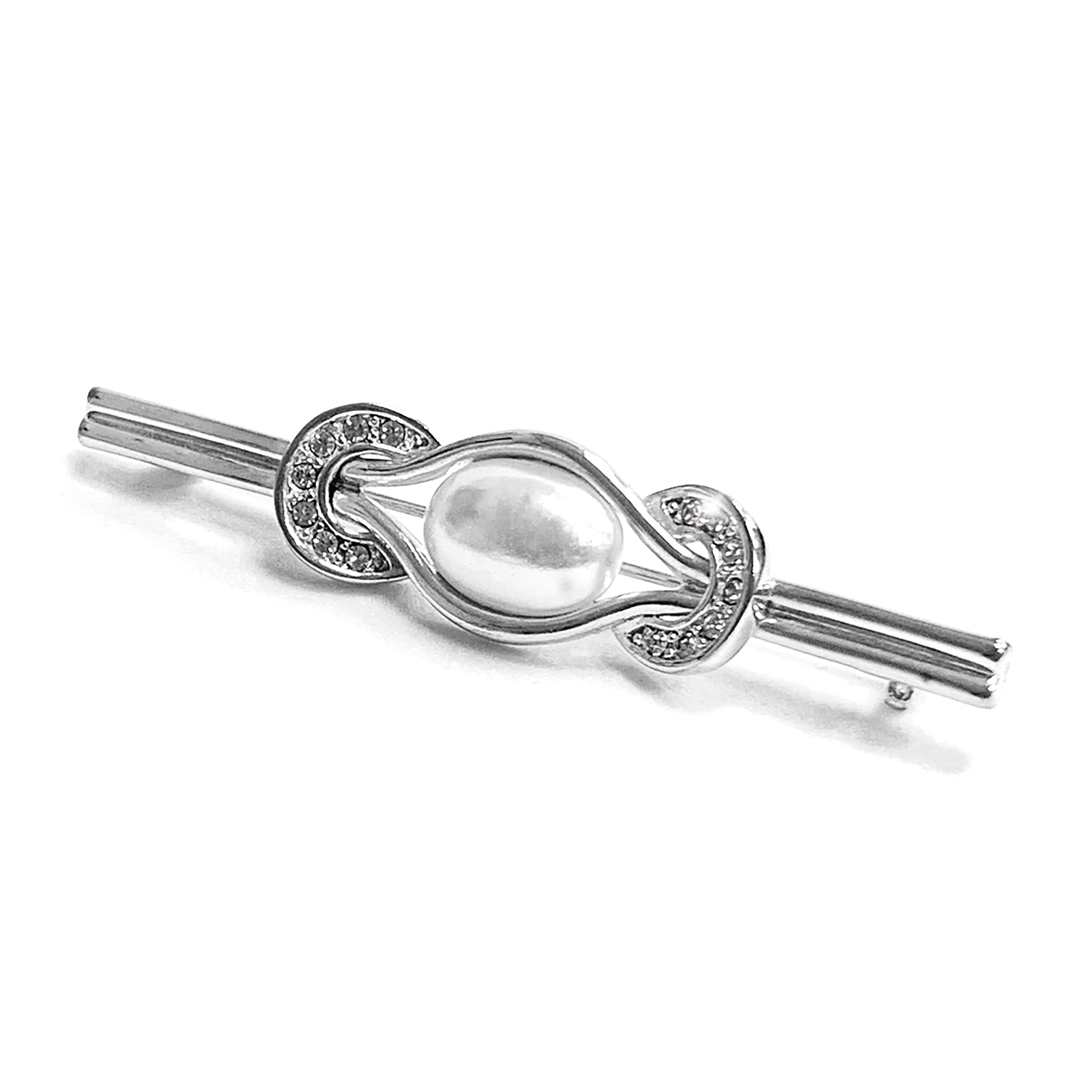 Pearl Horseshoe Stock Pin Silver - Image 2
