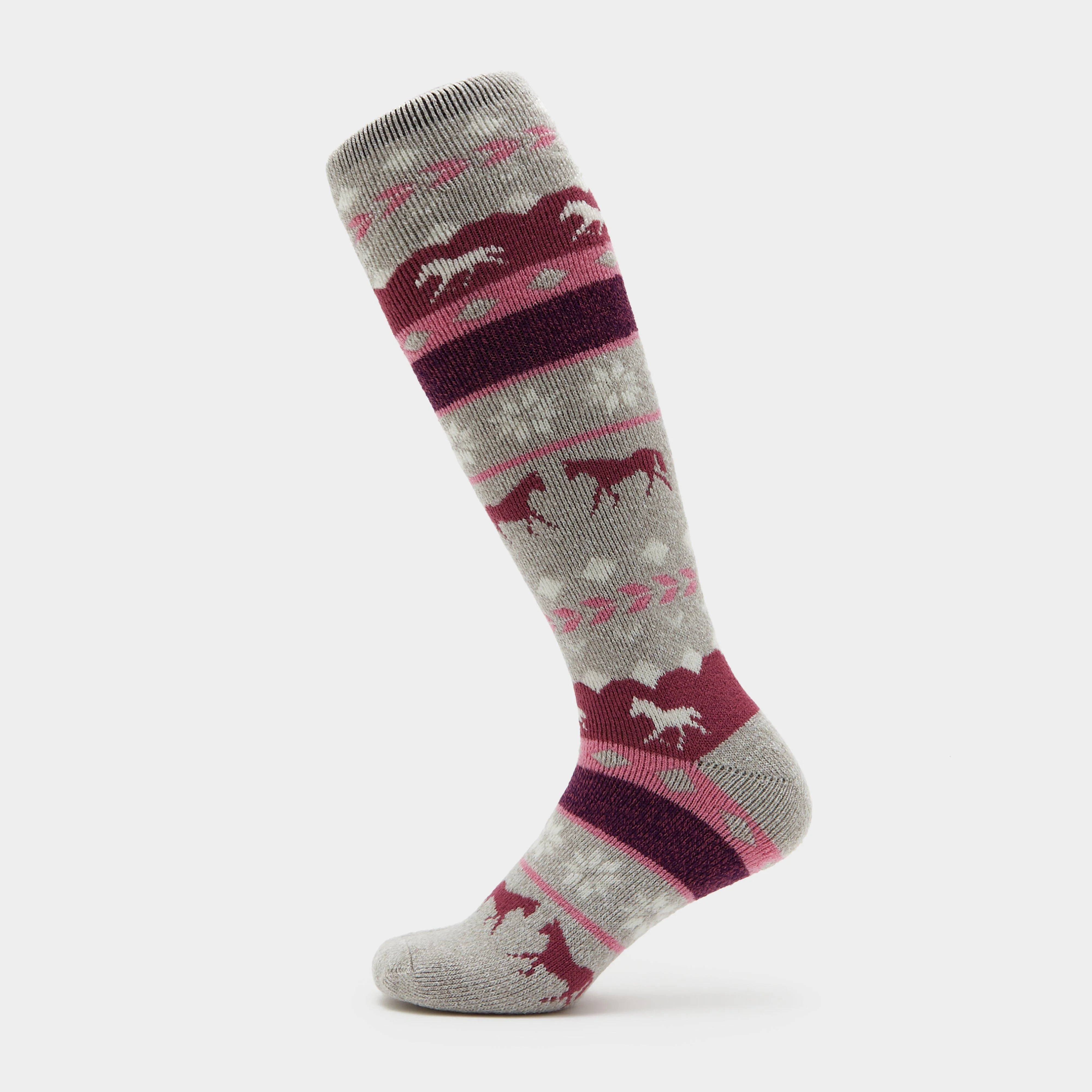 Womens Hedon Socks Horse Fairisle Grey - Image 3