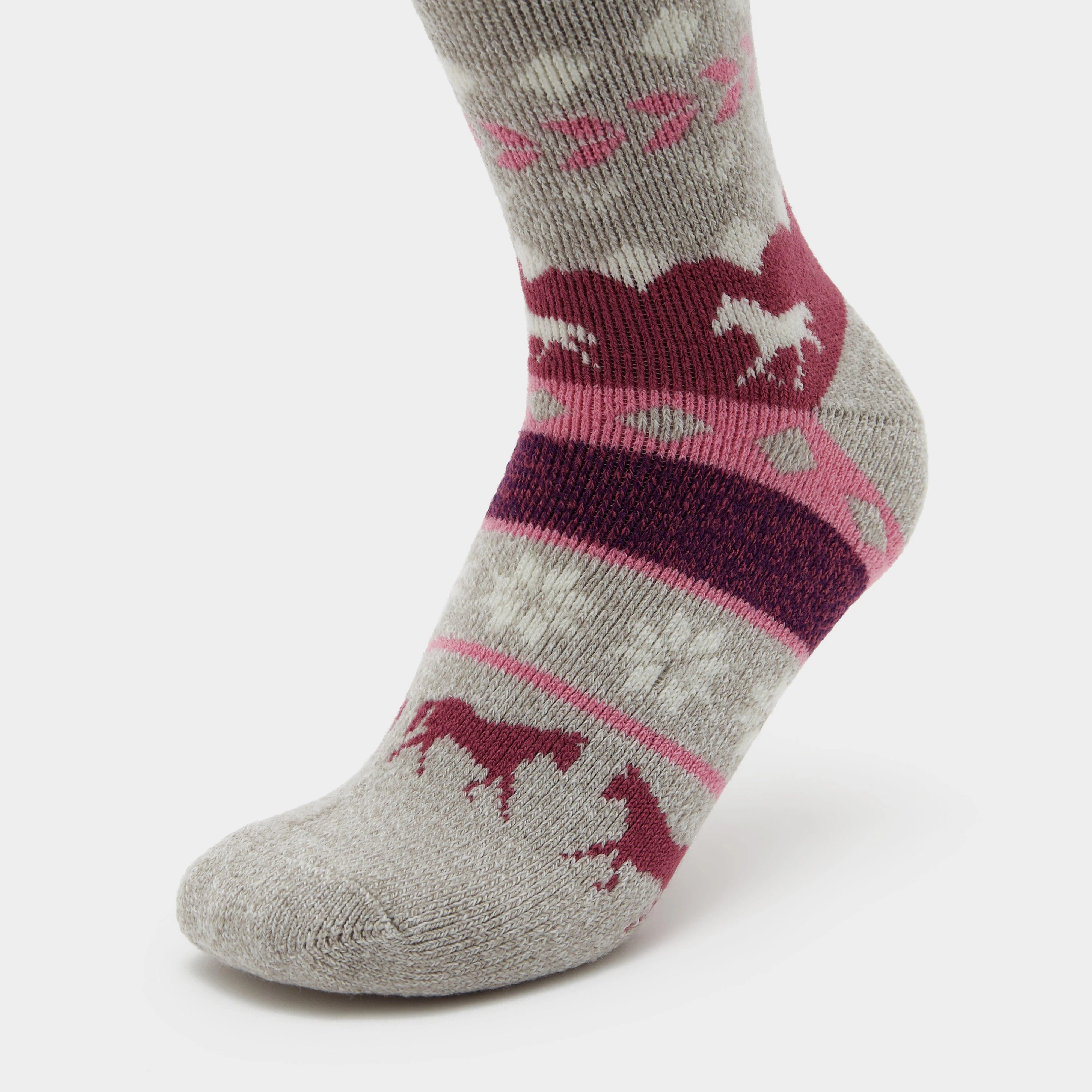 Womens Hedon Socks Horse Fairisle Grey - Image 4