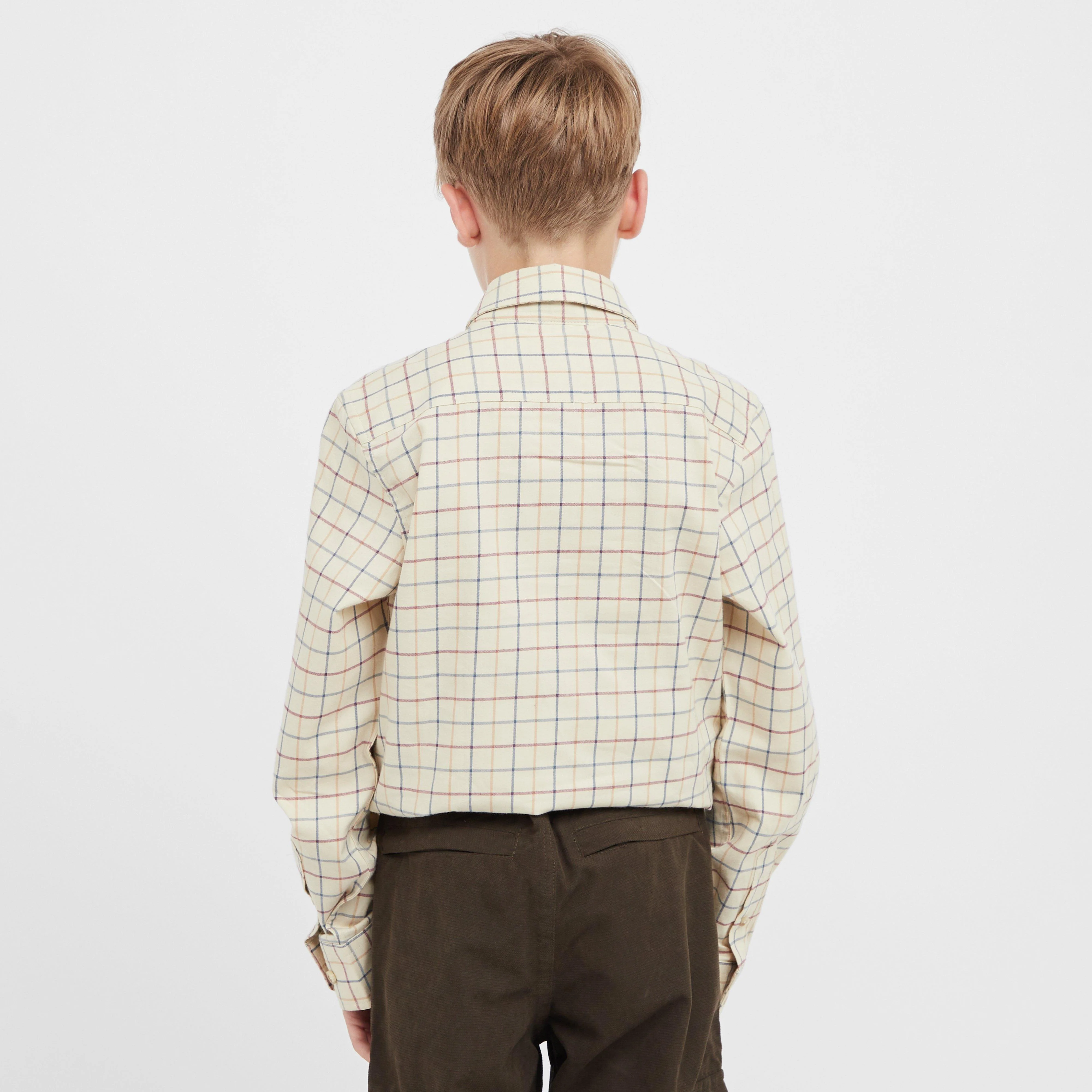 Kids Ambassador Premier Tattersall Shirt Ivory/Navy - Image 2