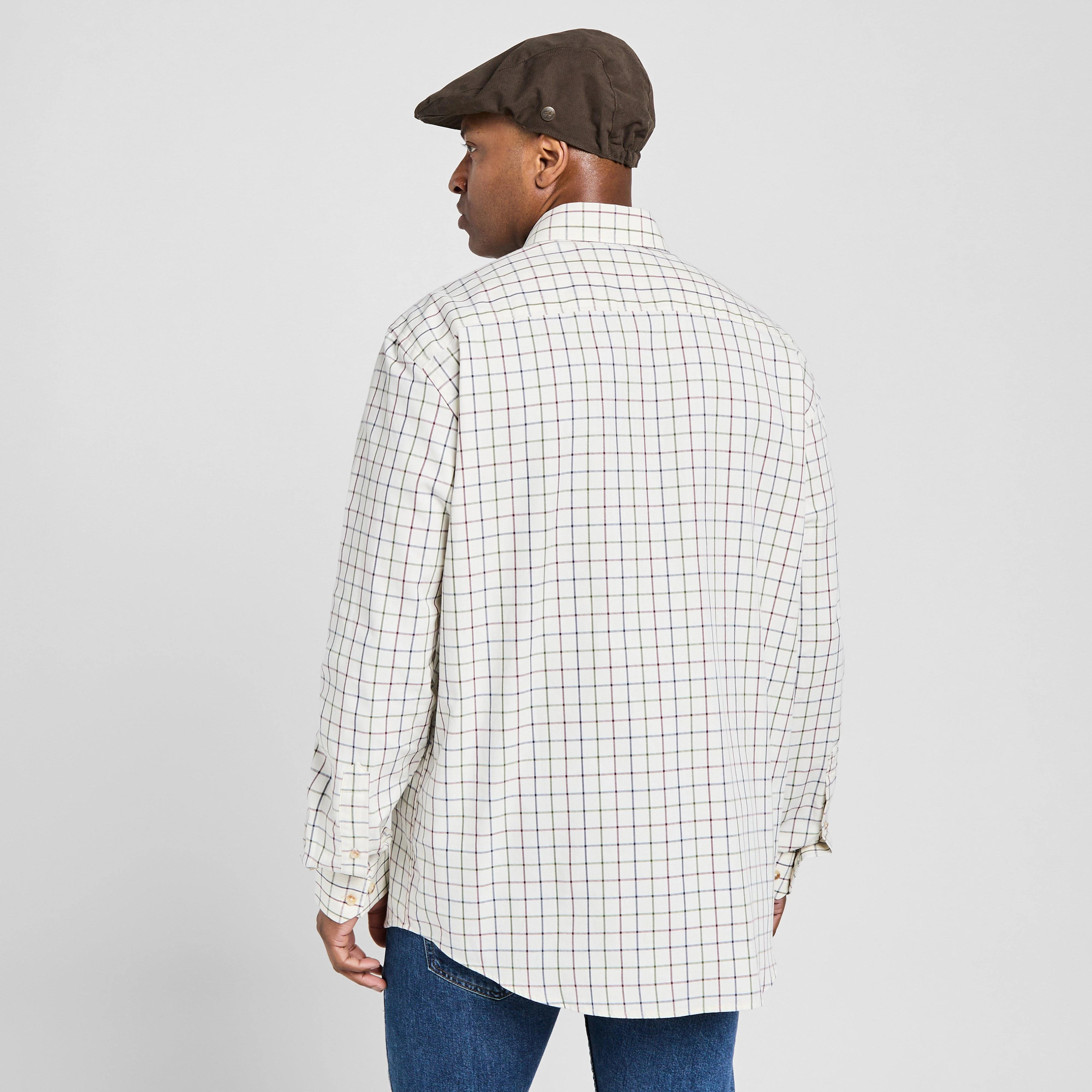 Mens Balmoral Luxury Tattersall Shirt Navy/Wine - Image 2
