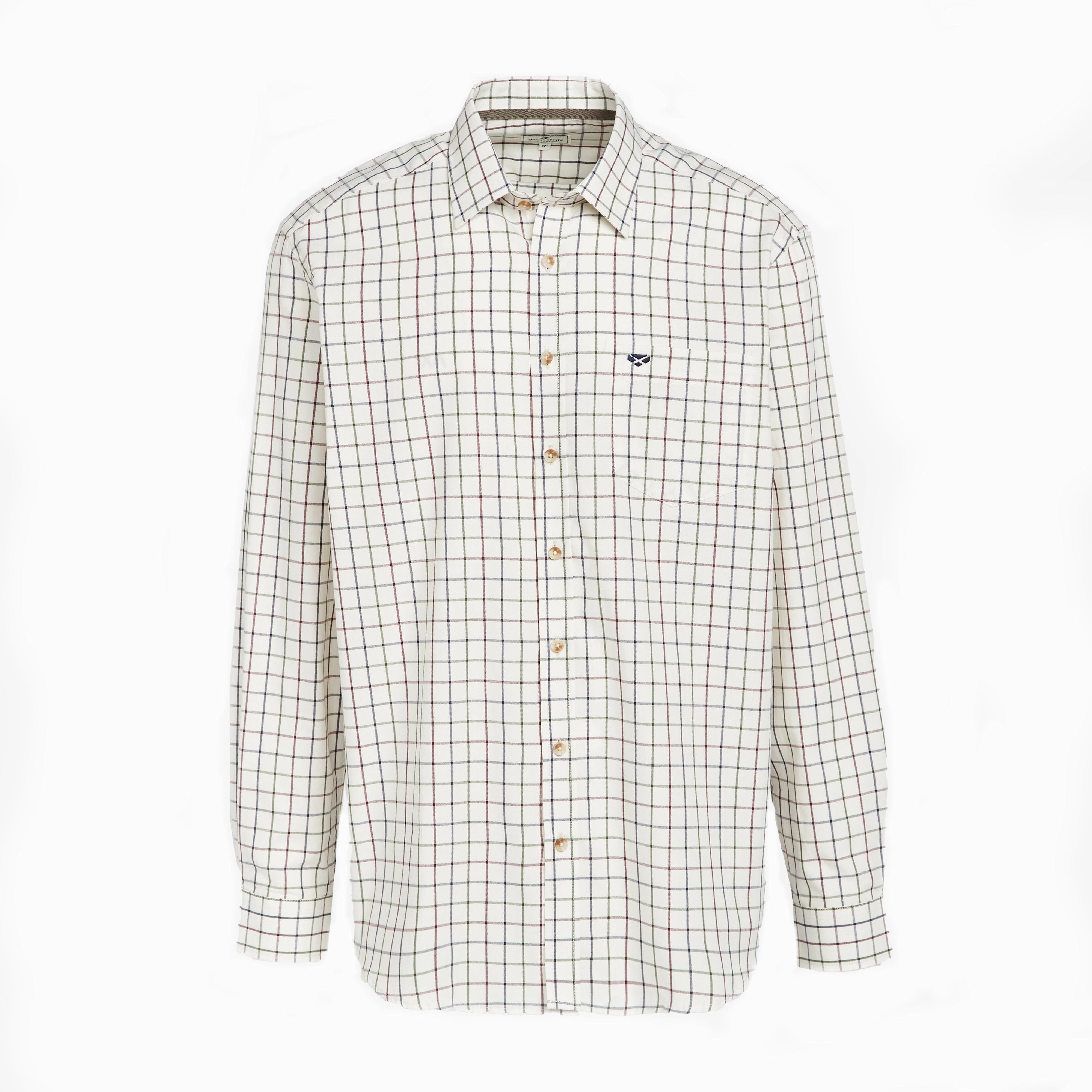 Mens Balmoral Luxury Tattersall Shirt Navy/Wine - Image 7