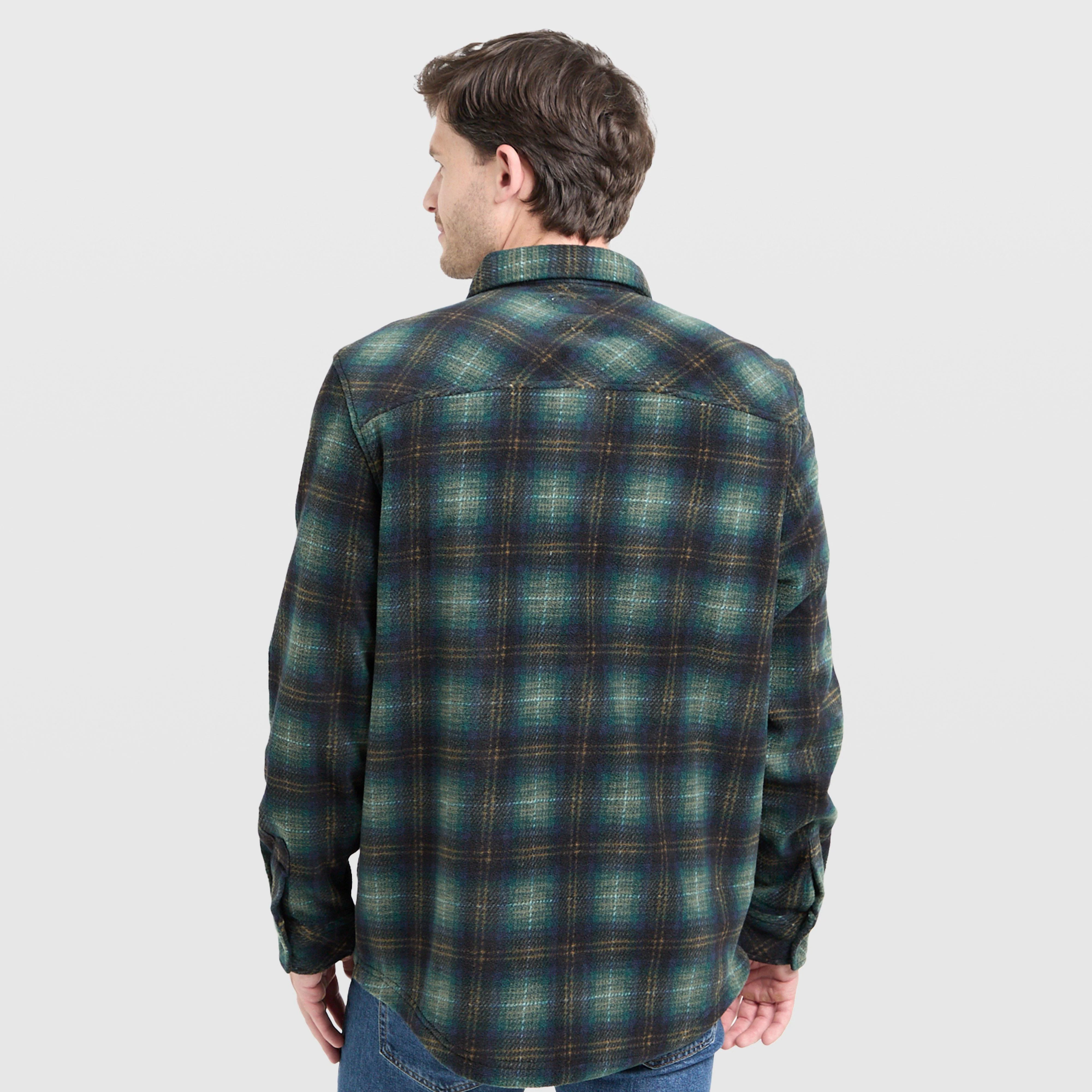 Mens Broxburn Fleece Shacket Navy/Green/Gold - Image 2