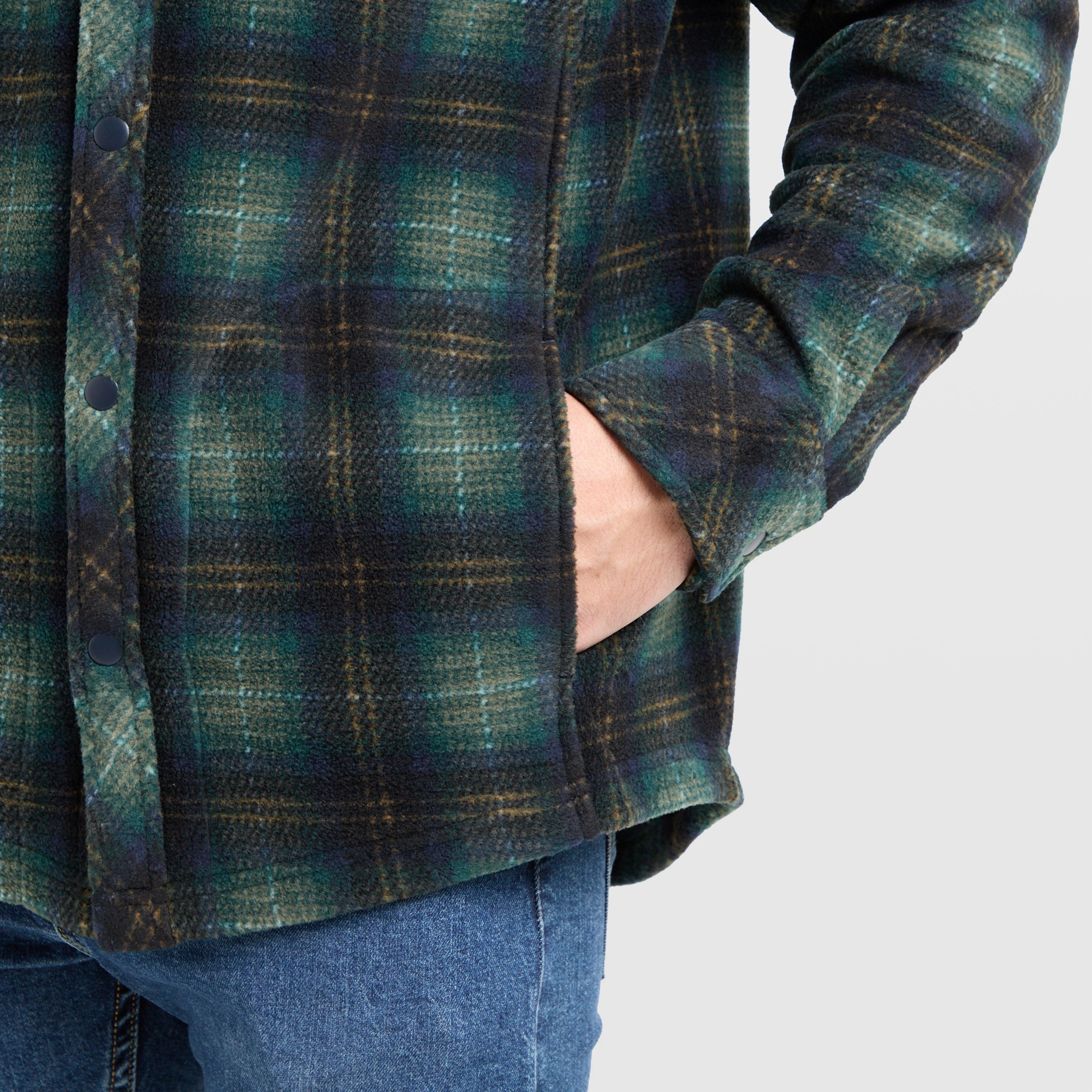 Mens Broxburn Fleece Shacket Navy/Green/Gold - Image 5