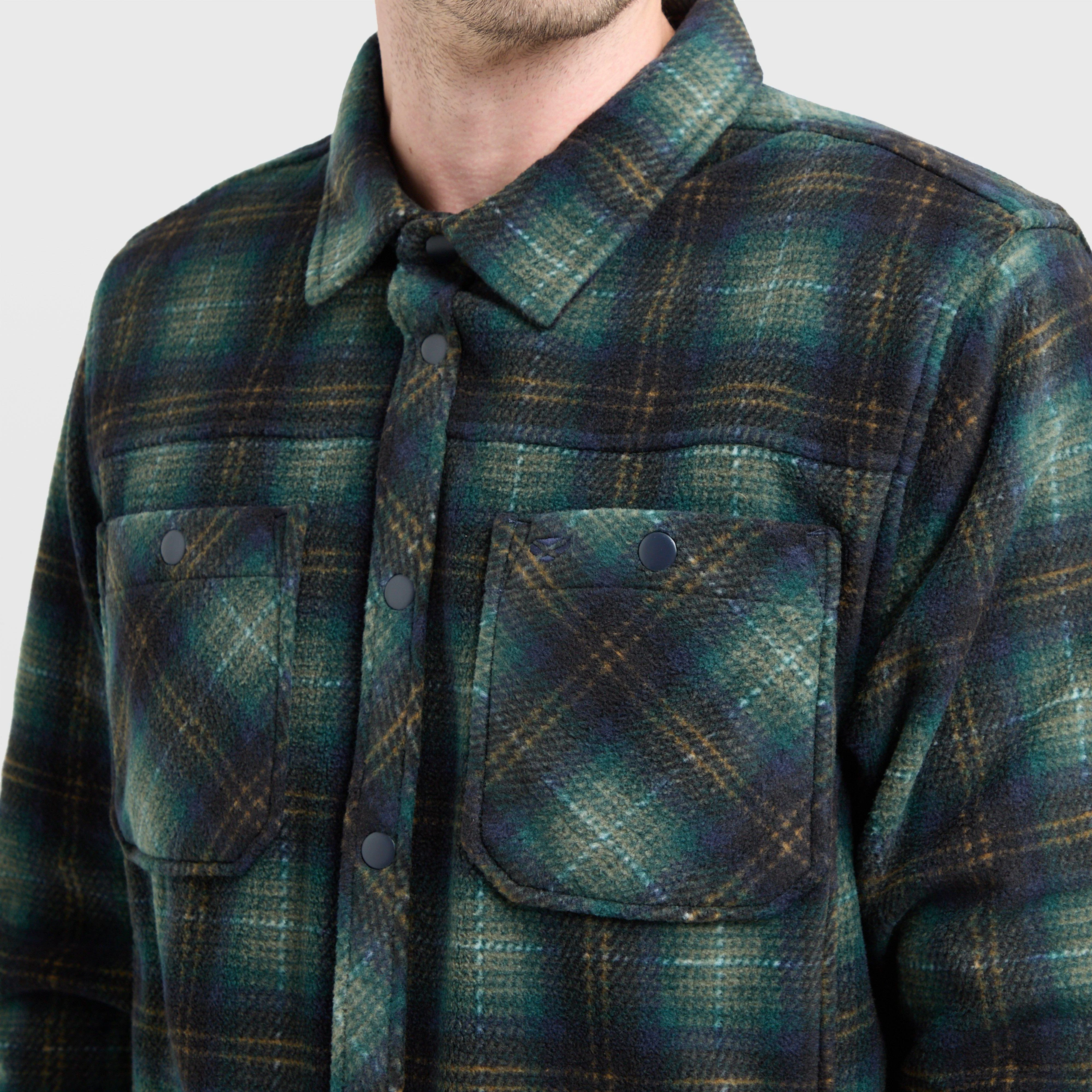Mens Broxburn Fleece Shacket Navy/Green/Gold - Image 6