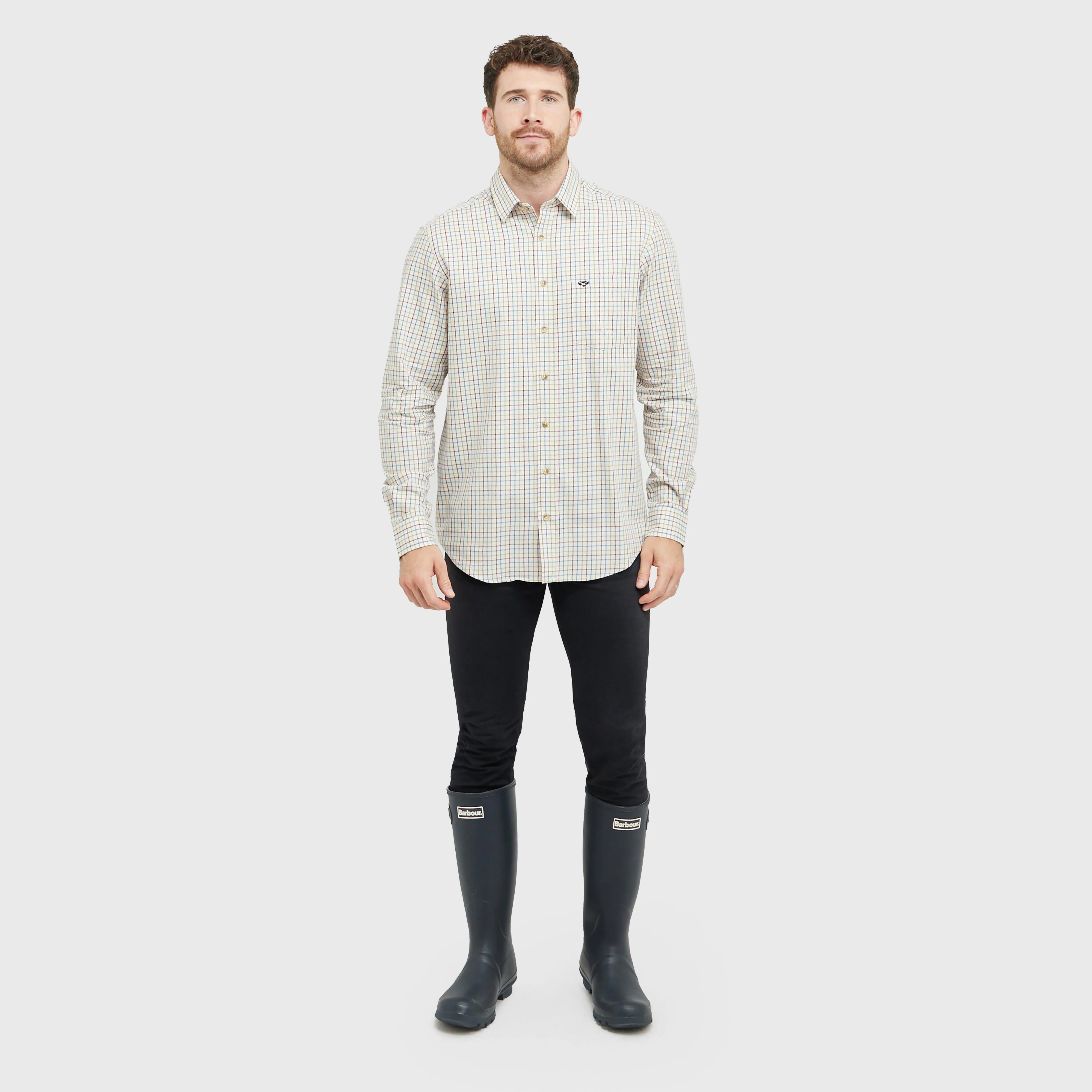 Mens Inverness Cotton Tattersall Shirt White/Blue/Green - Image 3