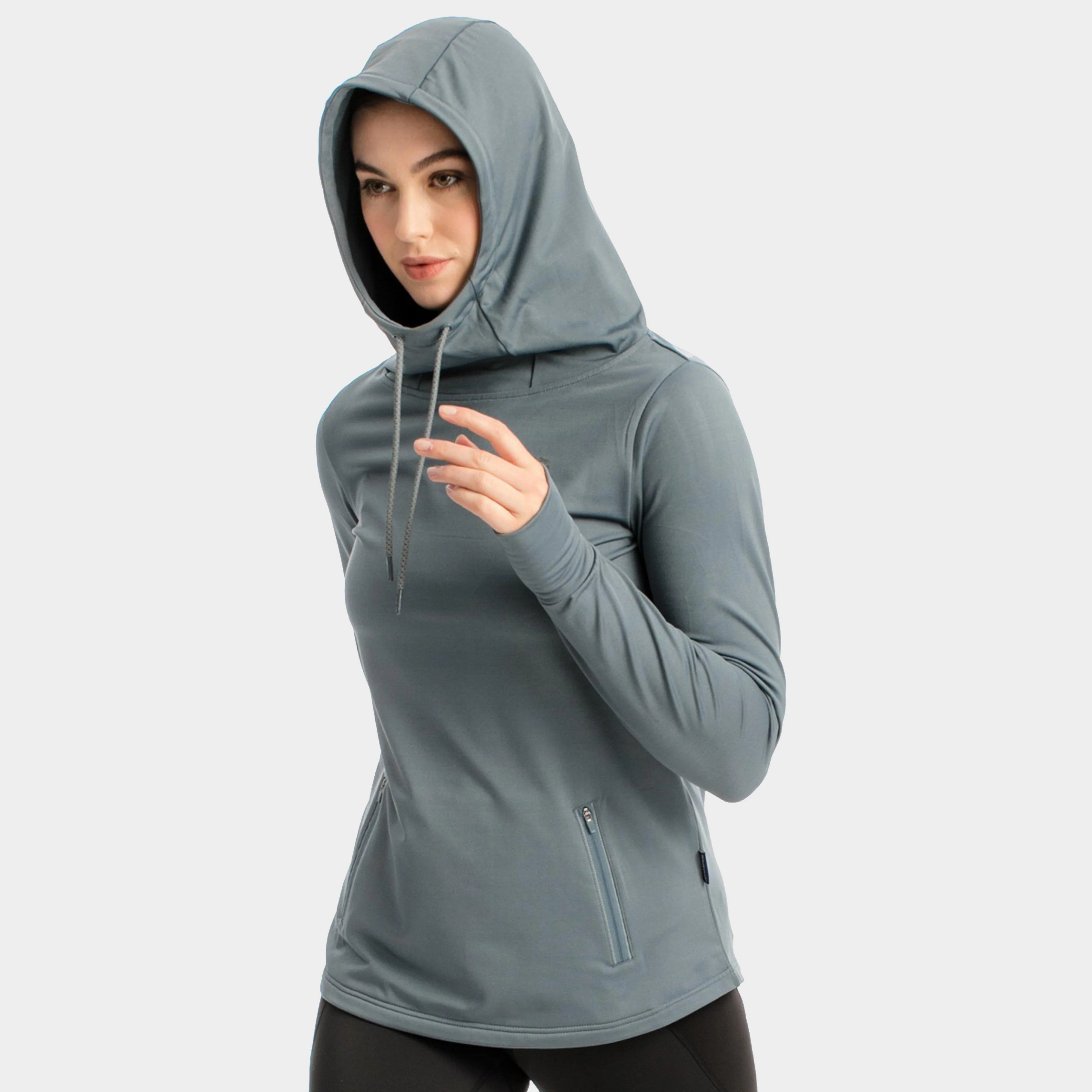Womens Tech Hooded Fleece Grey - Image 4