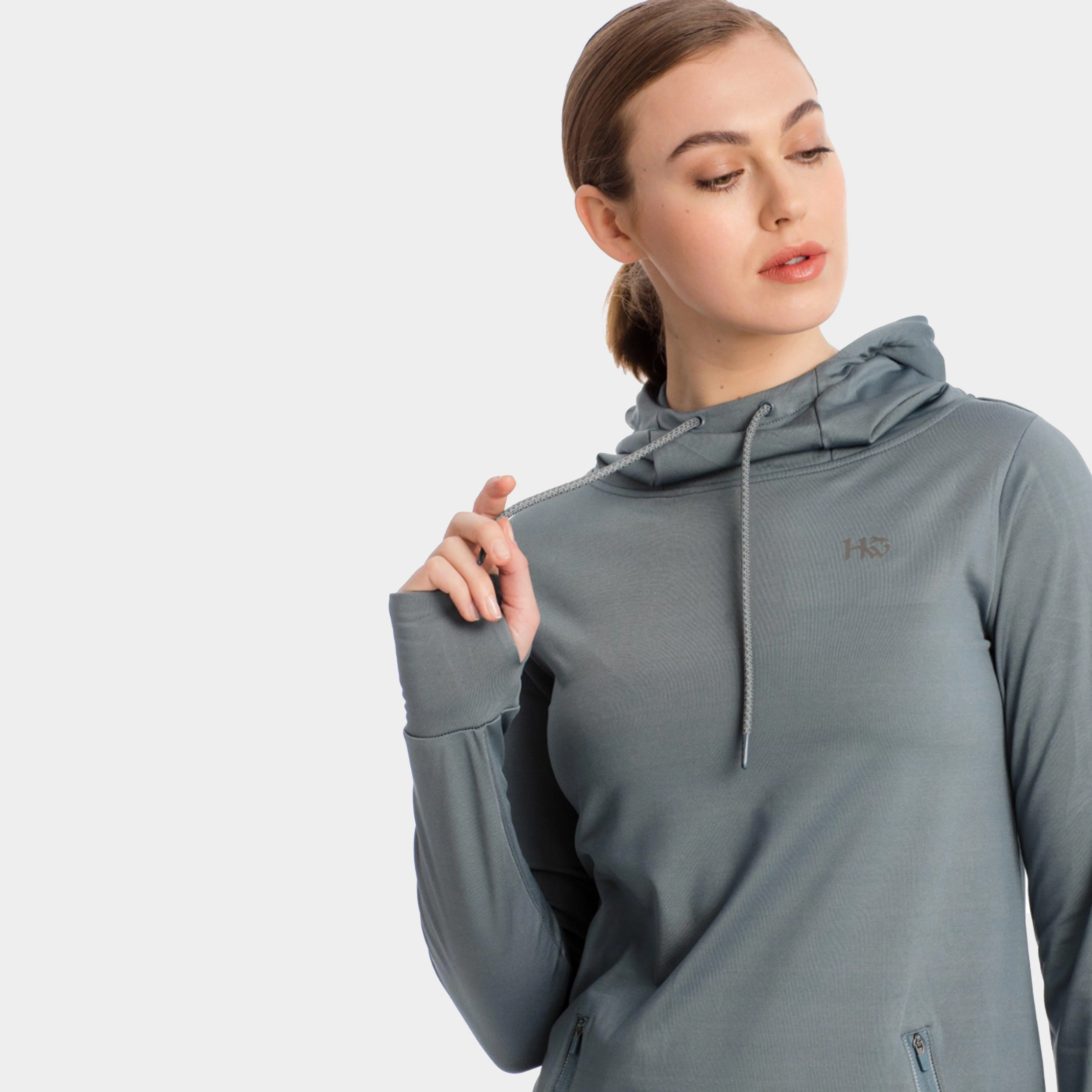 Womens Tech Hooded Fleece Grey - Image 6