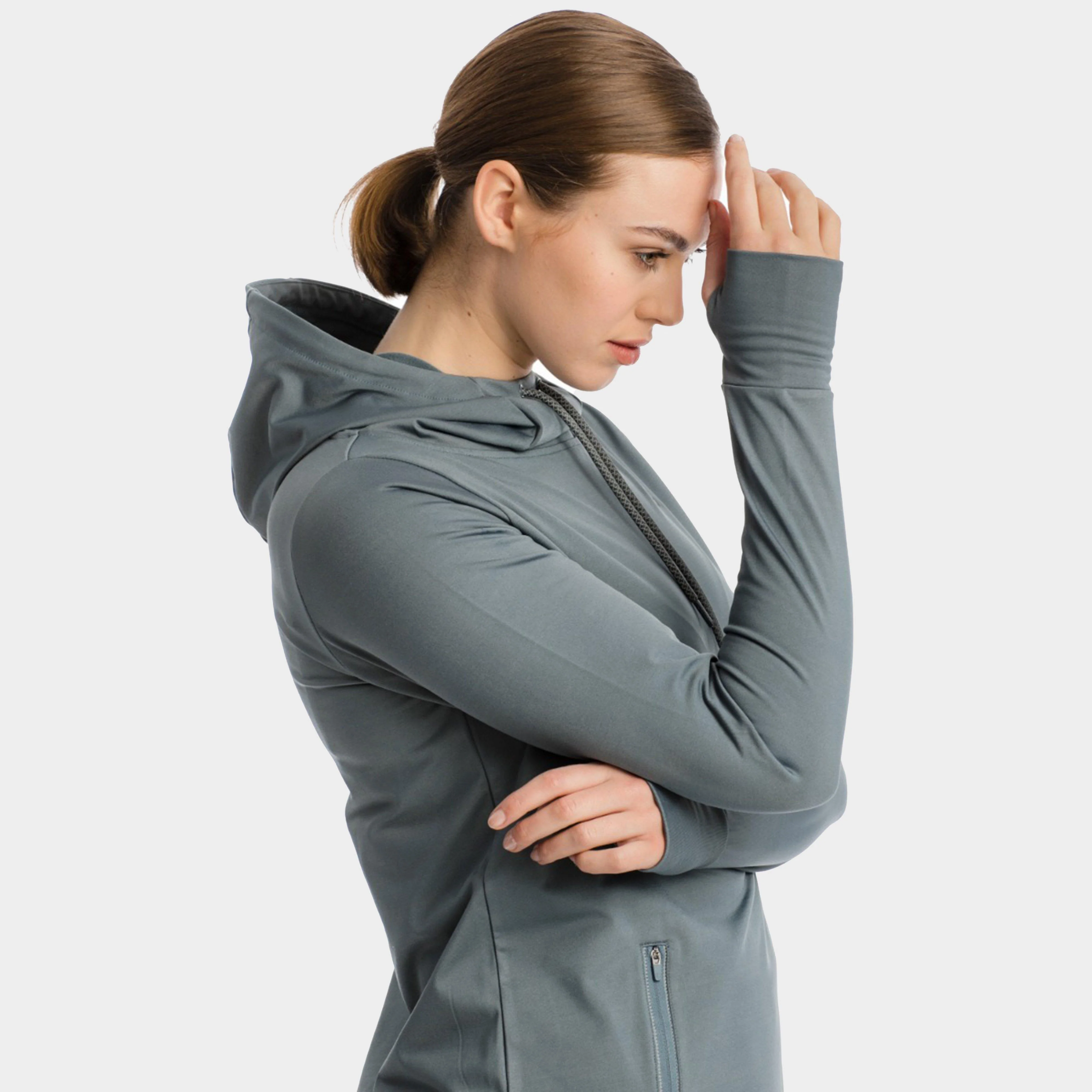 Womens Tech Hooded Fleece Grey - Image 7