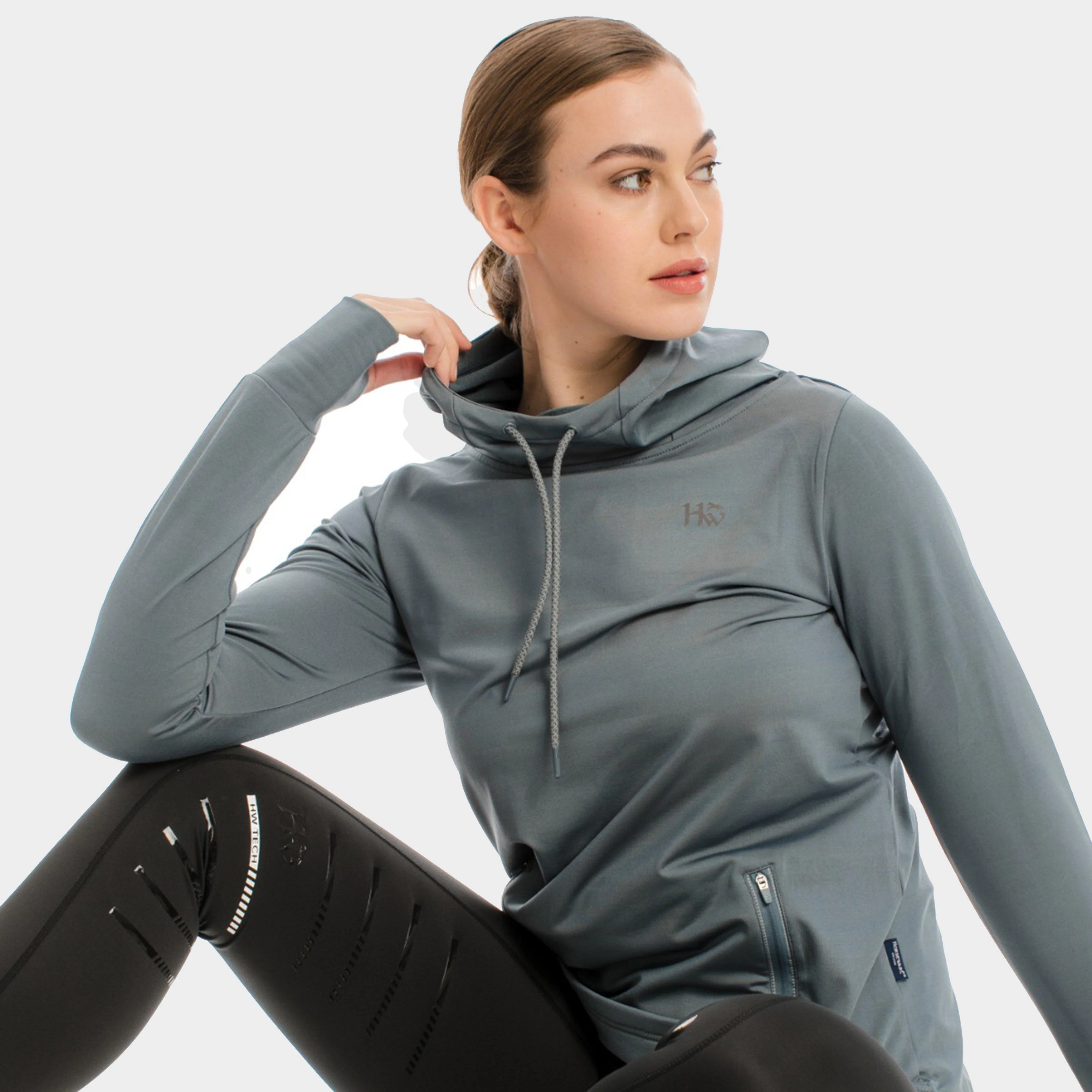 Womens Tech Hooded Fleece Grey - Image 8