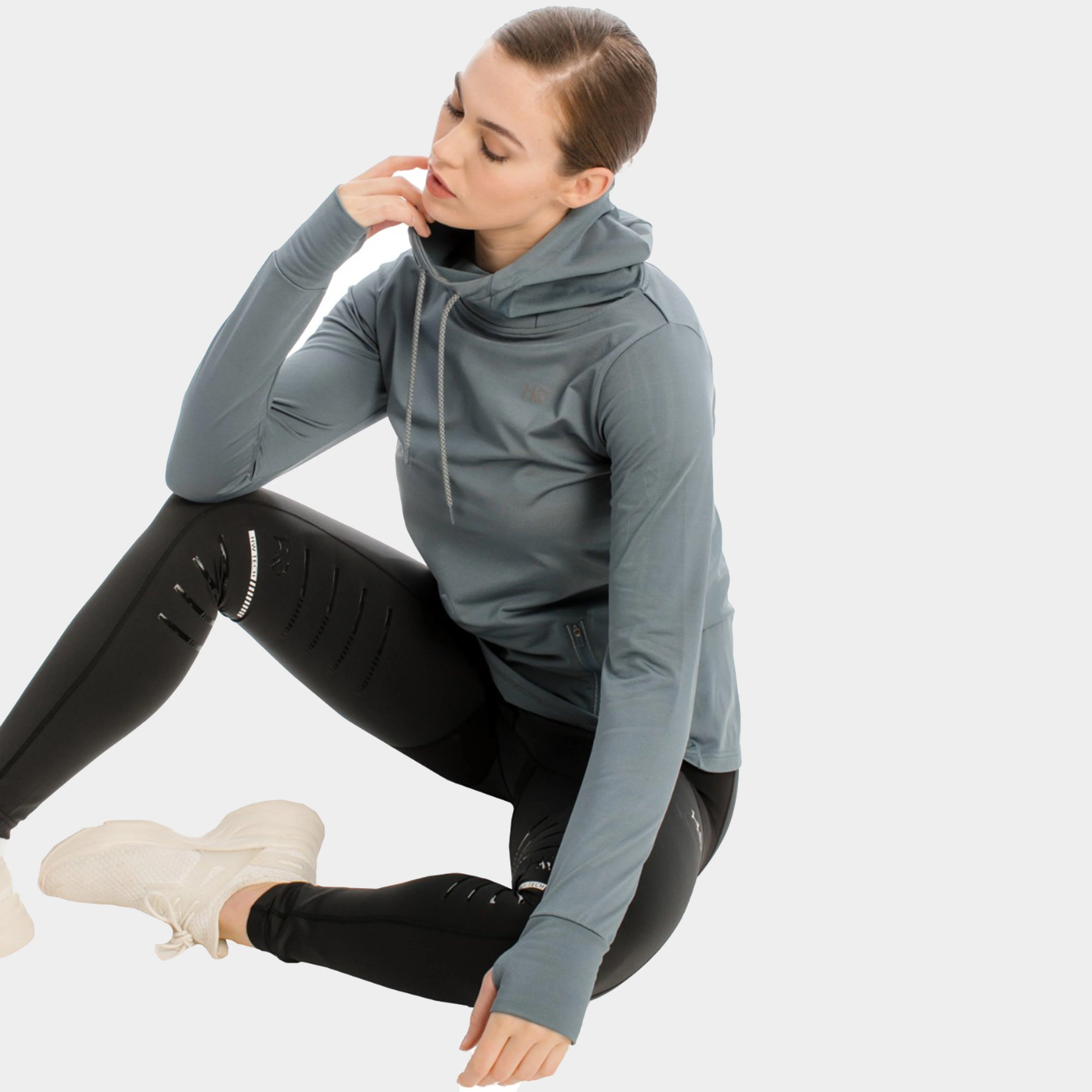 Womens Tech Hooded Fleece Grey - Image 9
