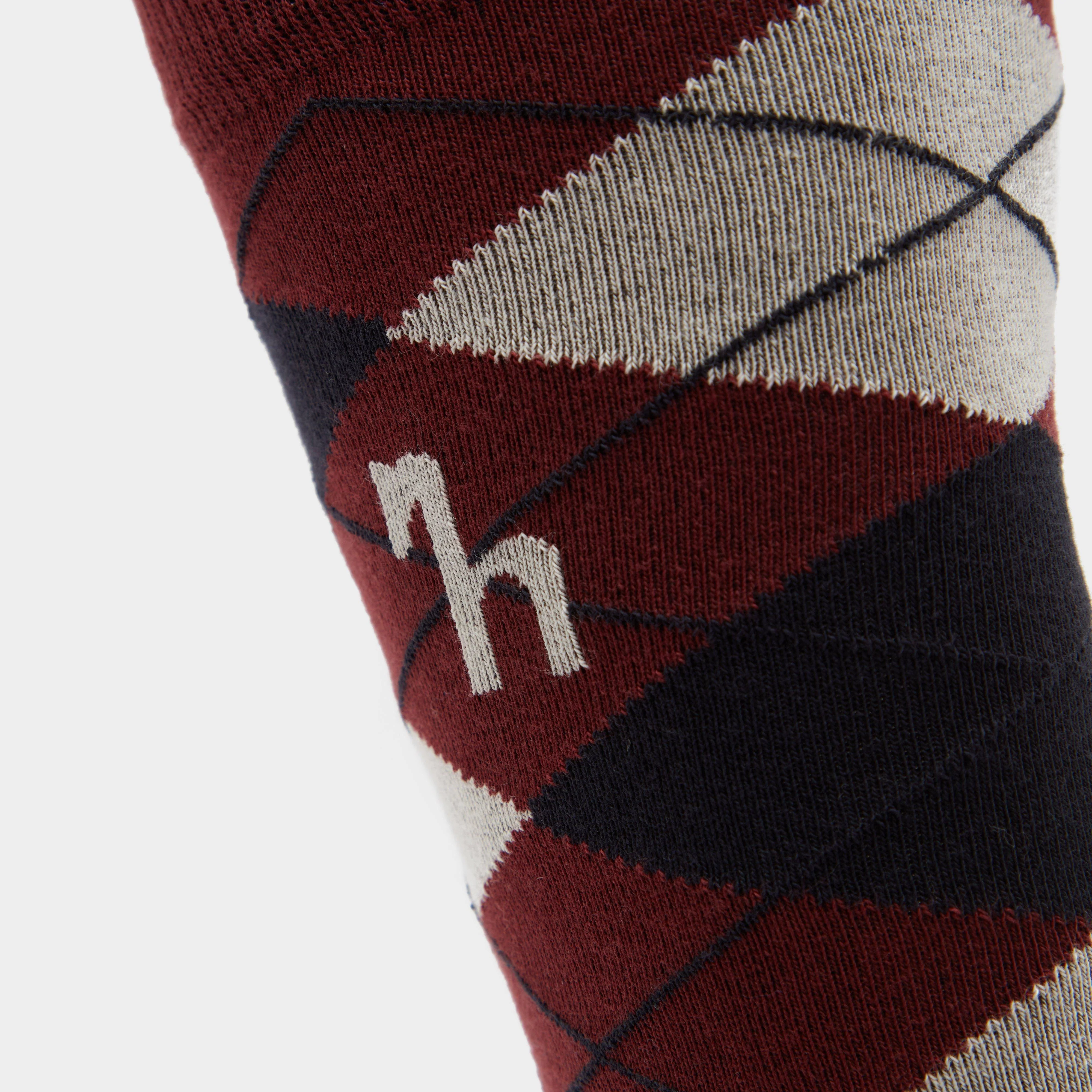 Womens Alana Check Riding Socks Burgundy Red Mahogany/Dark Navy - Image 4