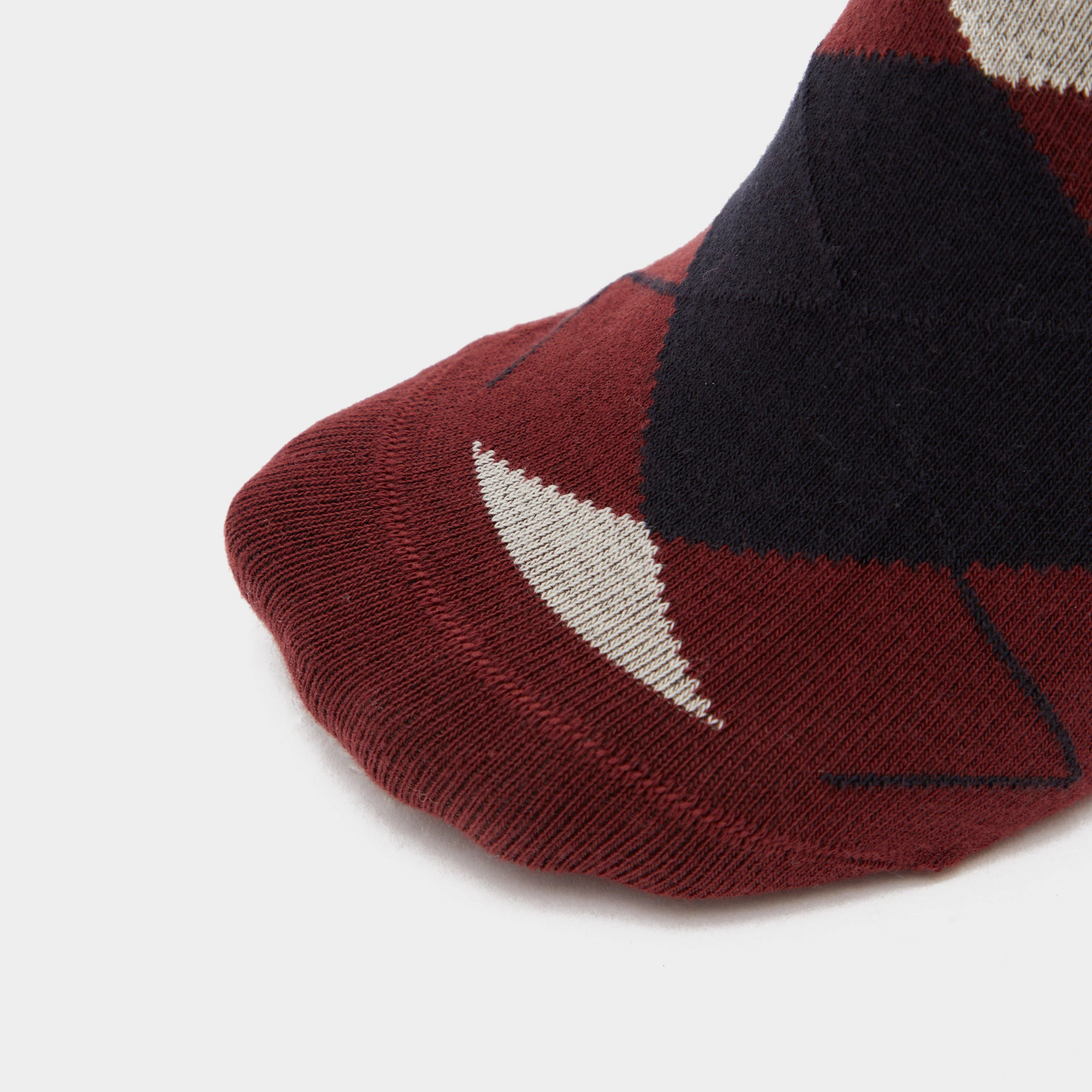 Womens Alana Check Riding Socks Burgundy Red Mahogany/Dark Navy - Image 5