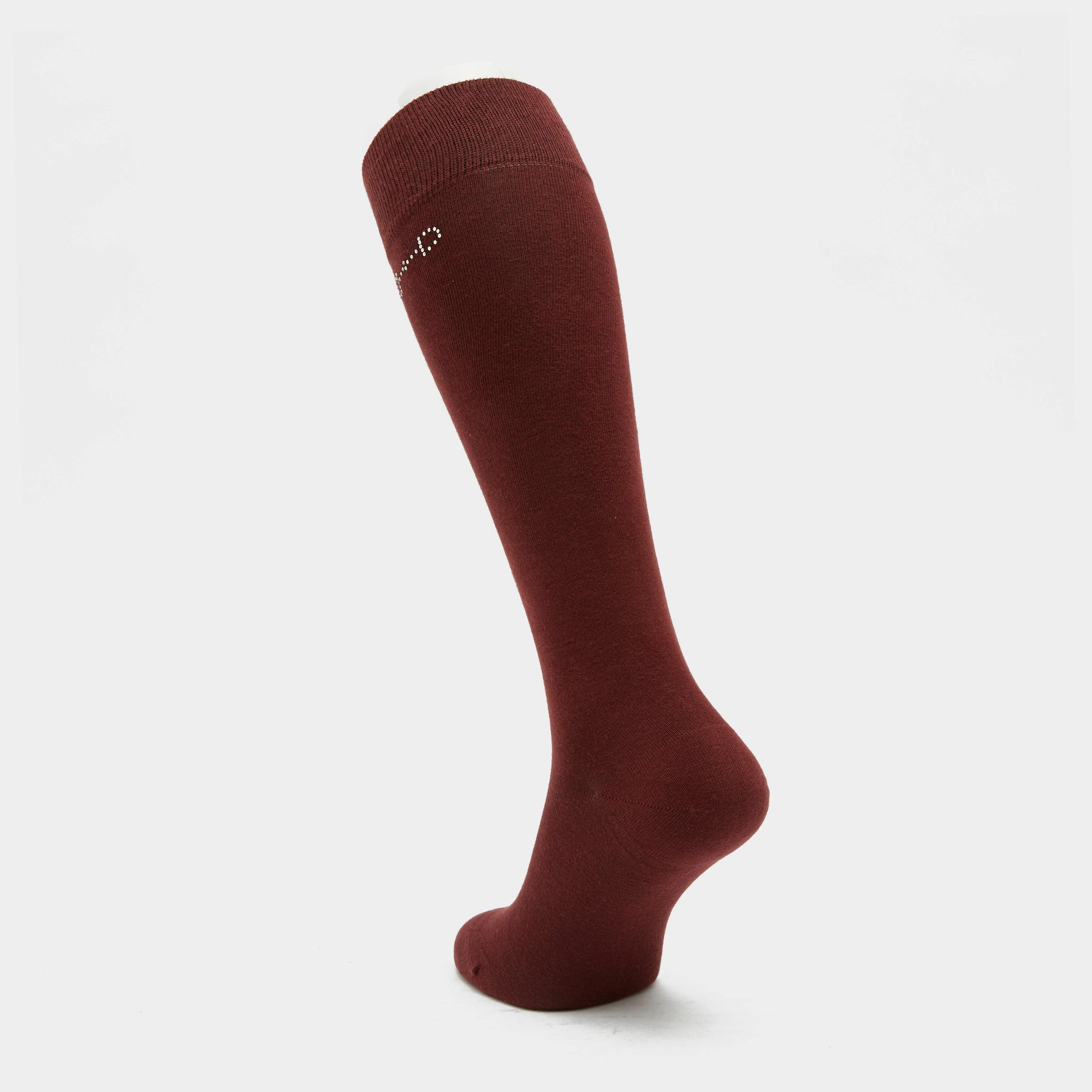 Womens Crystal Detail Knee Socks Burgundy Red Mahogany - Image 2