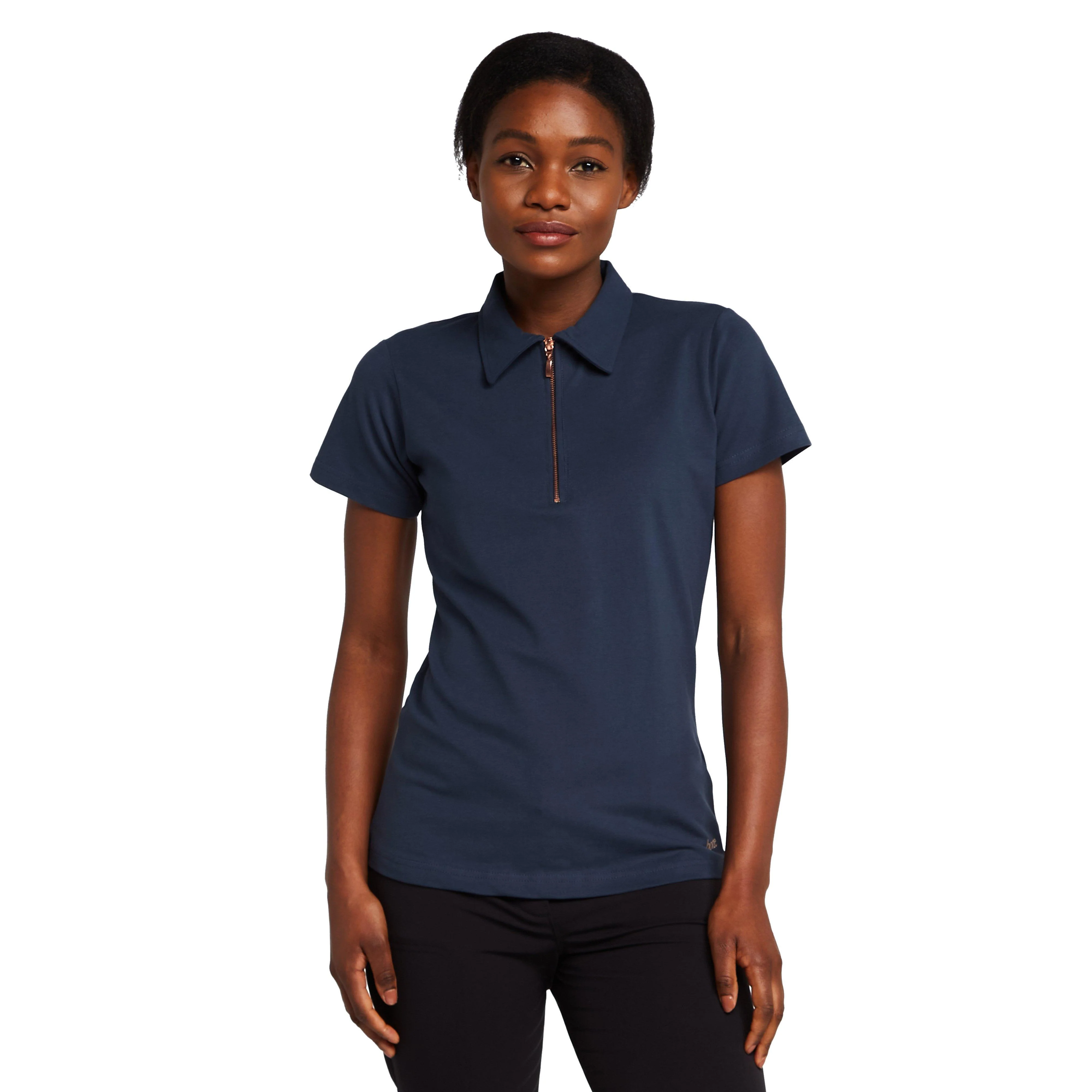 Womens Lia Organic Cotton Polo Shirt Obscure Night Blue - Image 8