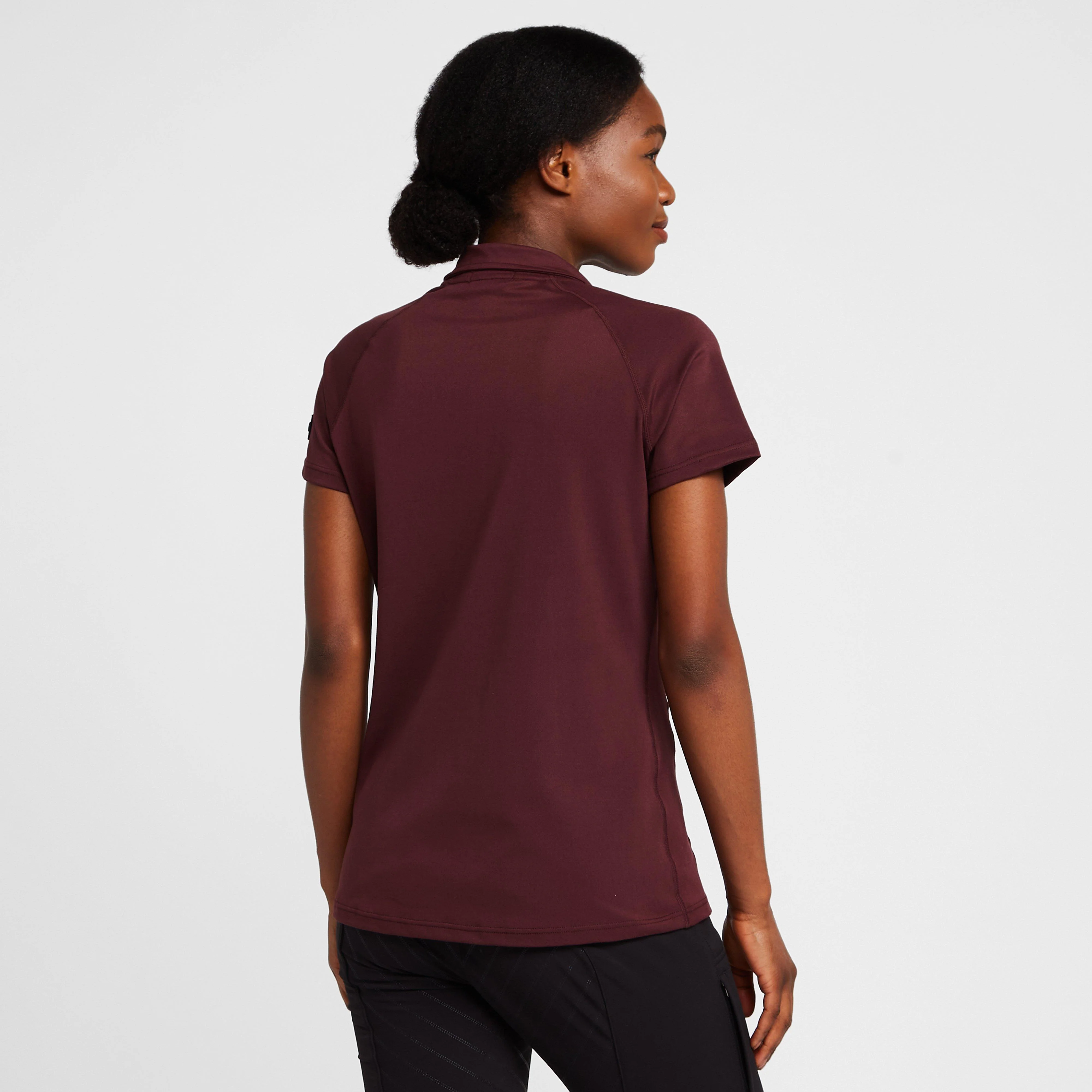 Womens Tiana Pique Short Sleeve Polo Shirt Burgundy Red Mahogany - Image 2